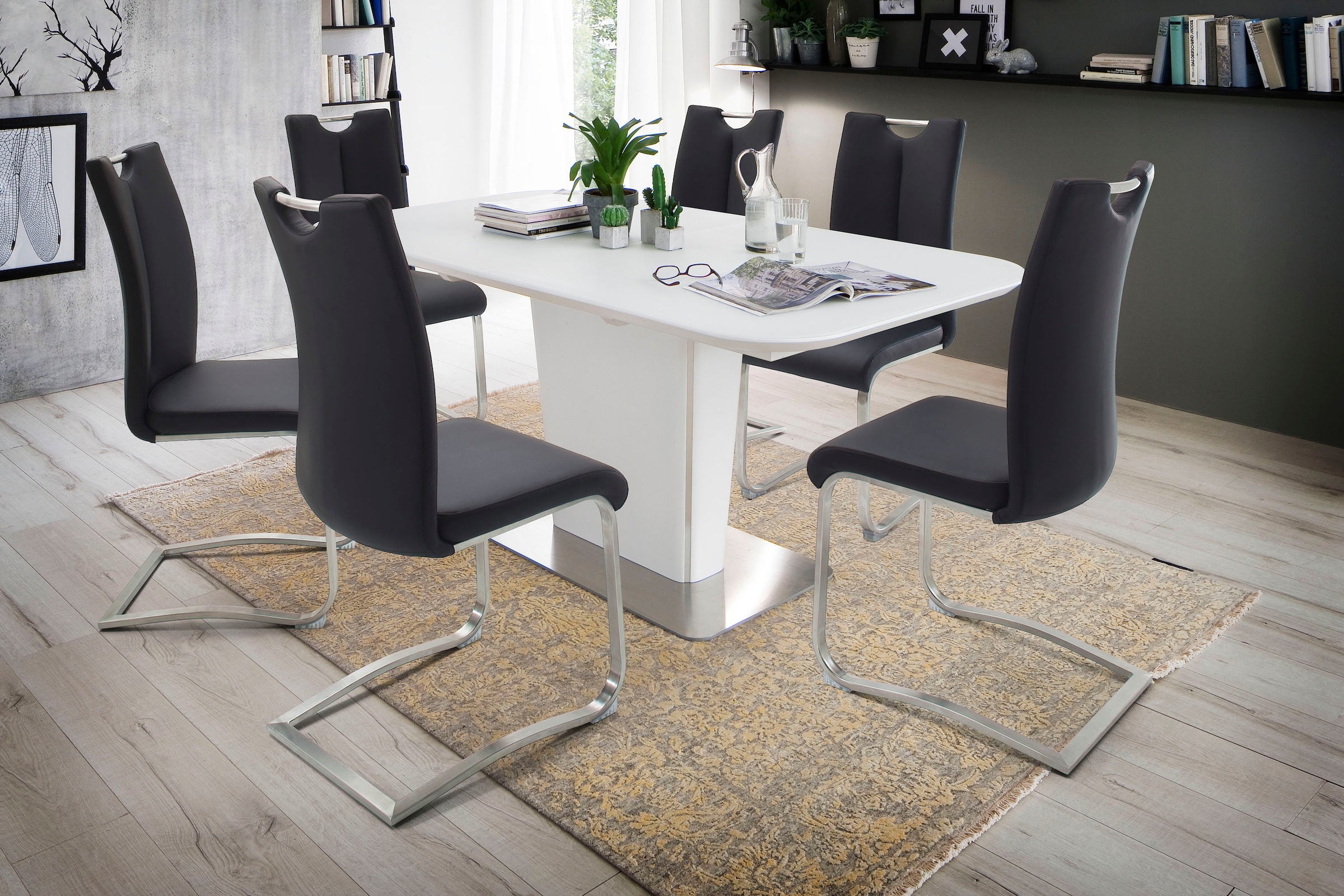 MCA furniture Freischwinger »Artos«, (Set), 2 St., Leder, Stuhl mit Echtlederbezug, bis 140 Kg belastbar