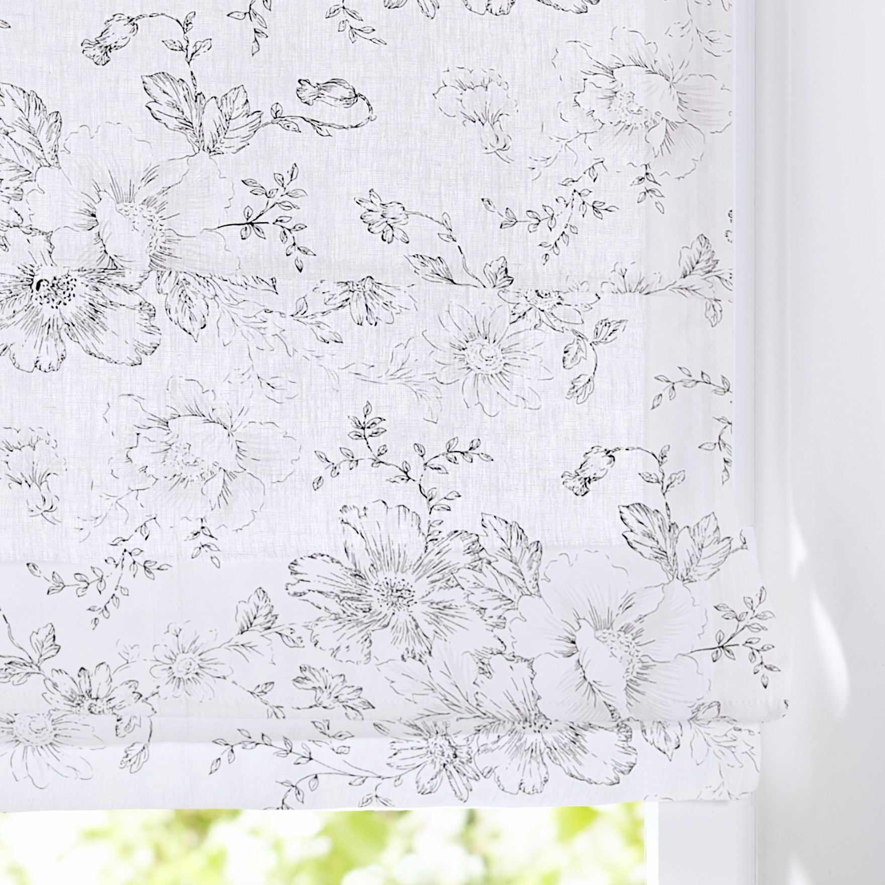 Thumbnail - Kutti Raffrollo "Joy" mit Hakenaufhängung ohne Bohren freihängend Baumwolle Landhausstil