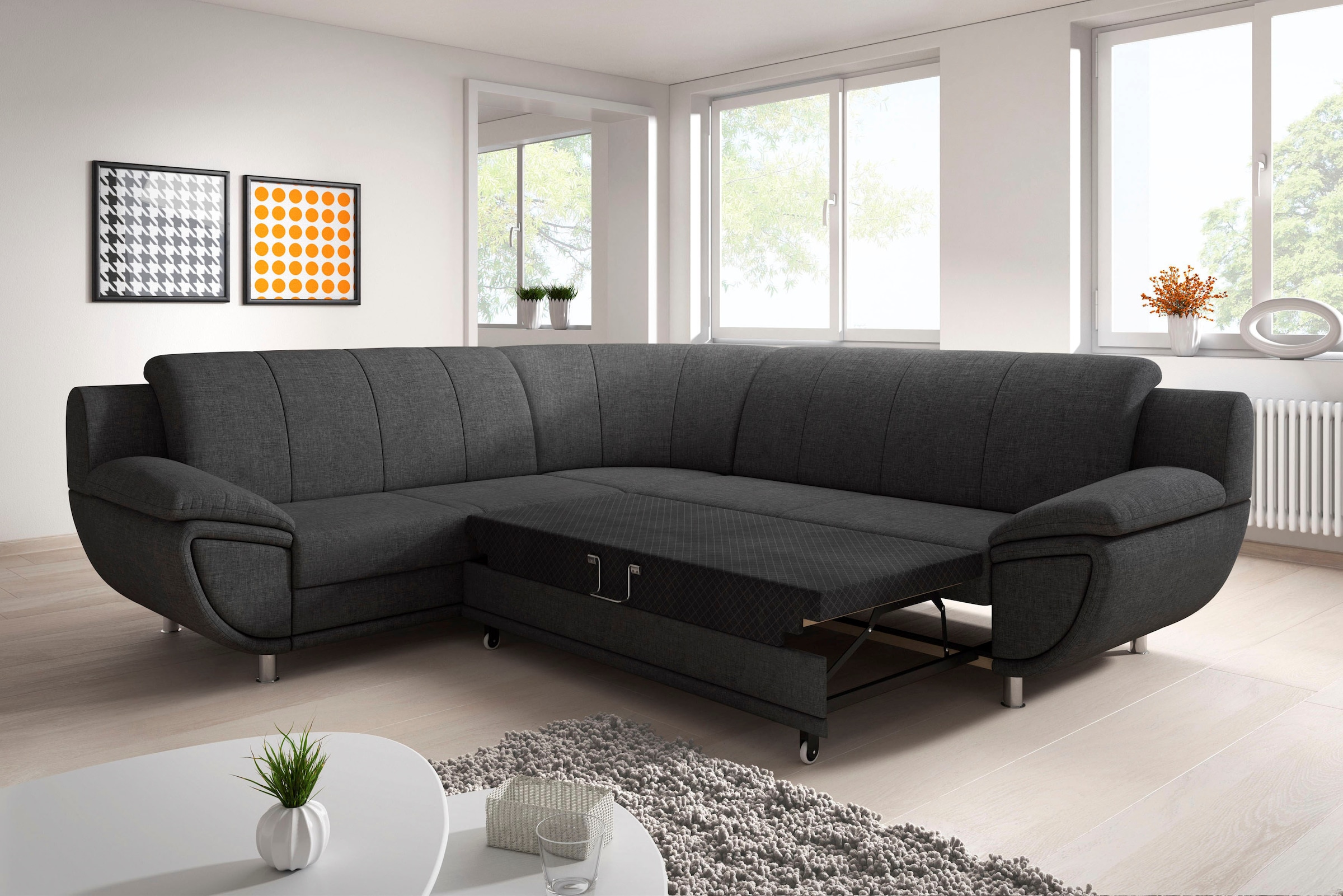 TRENDMANUFAKTUR Ecksofa »Rondo II, L-Form«, wahlweise mit Federkern, wahlweise mit Bettfunktion