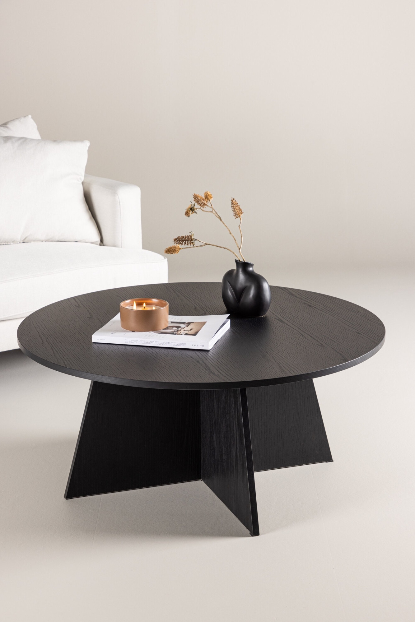 Venture Home Couchtisch "Bootcut, runder Couchtisch in elegantem Schwarz, Ø 100 cm" Sofatisch, MDF, rund, einheitlich, kraftvoll, modern