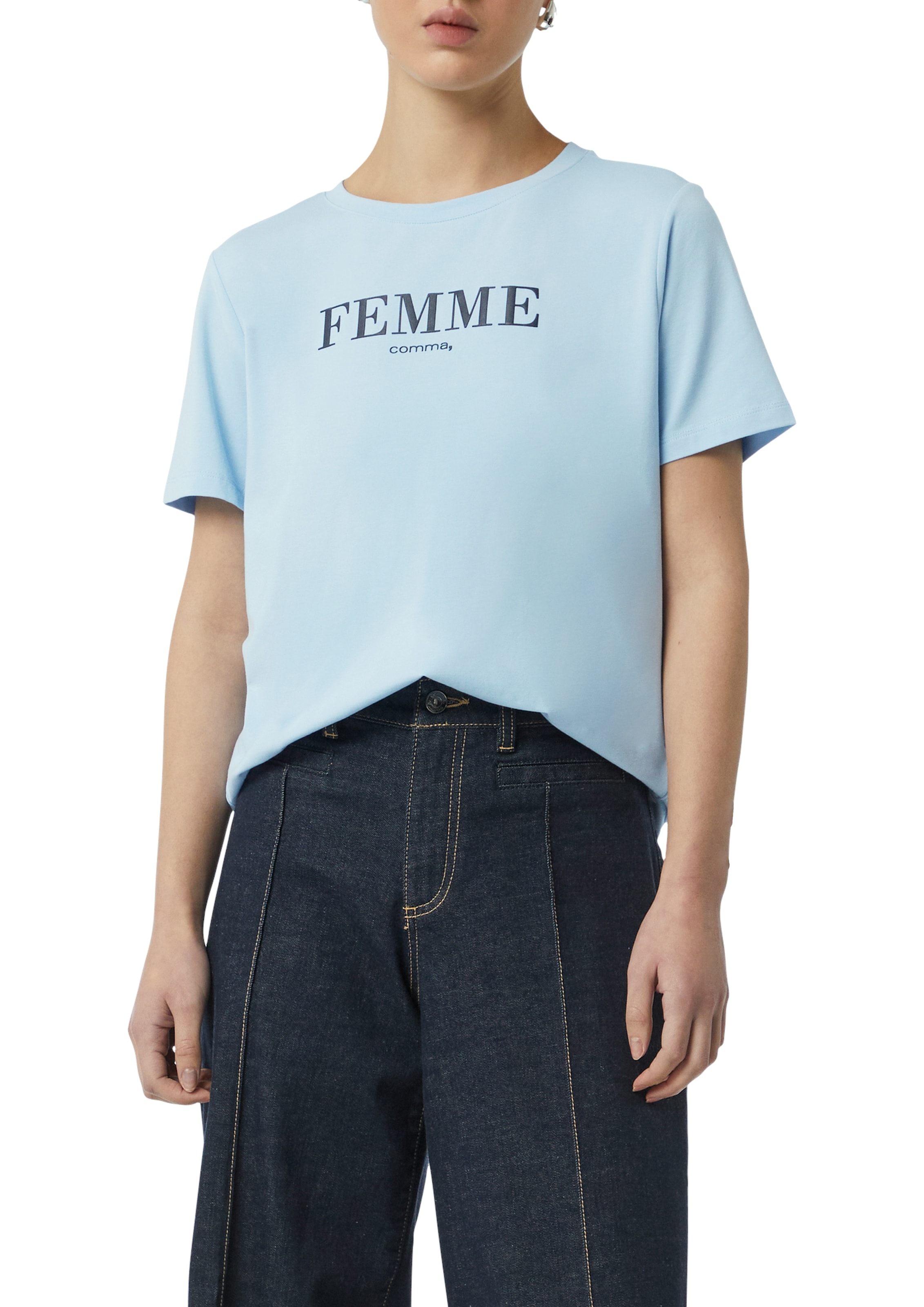 Comma T-Shirt, mit Statement-Print günstig online kaufen