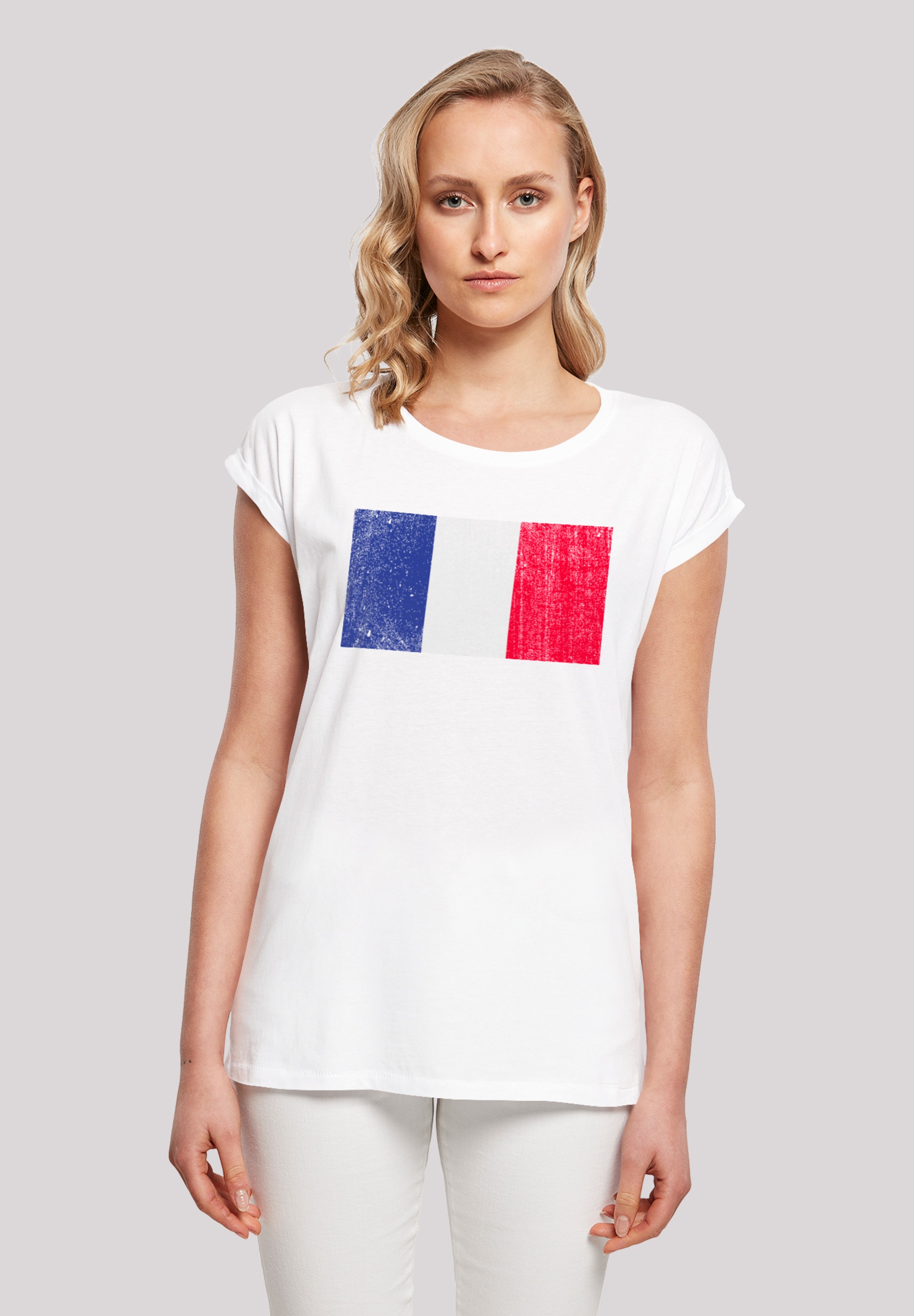 F4NT4STIC T-Shirt "France Frankreich Flagge distressed", Print