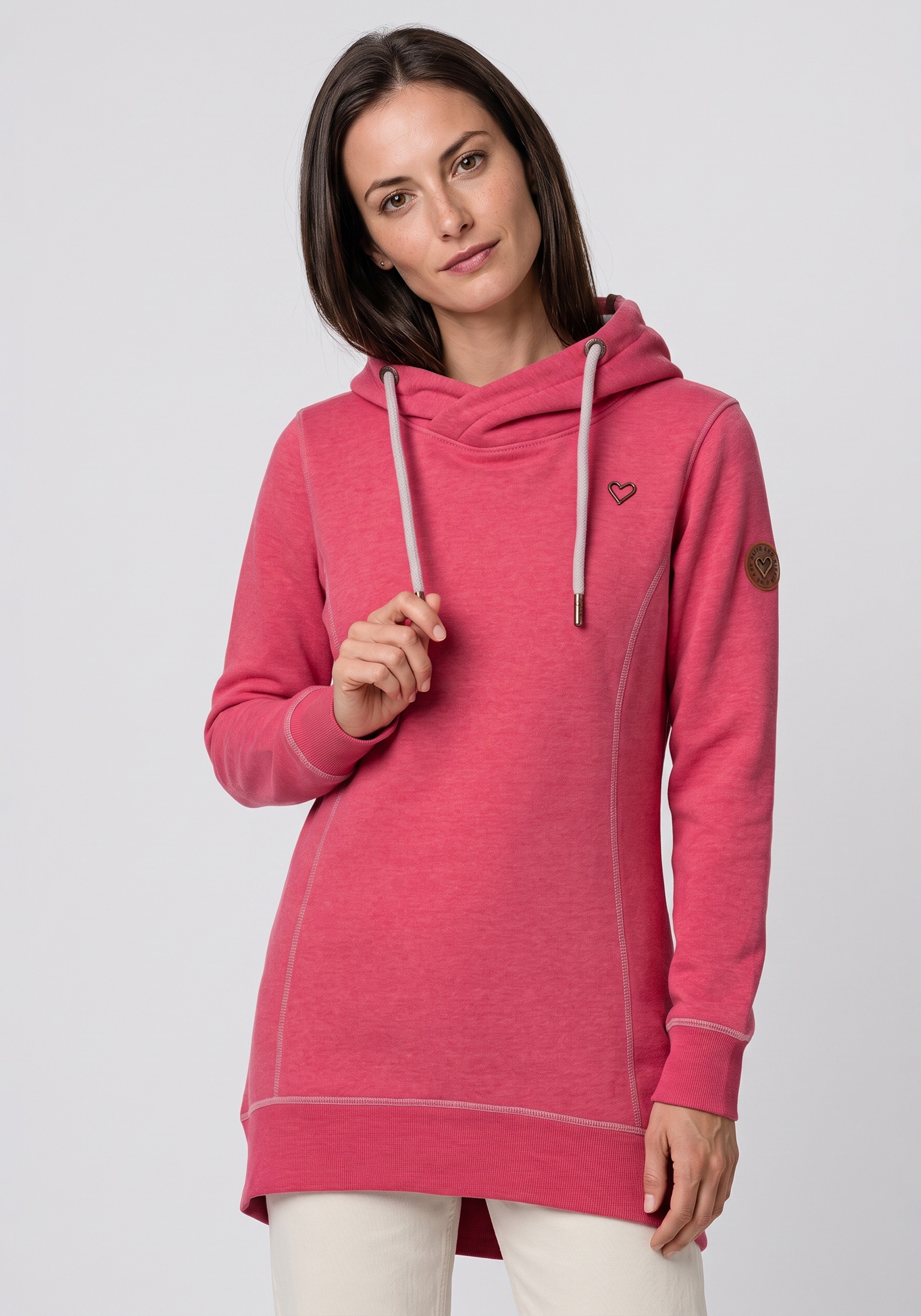 Alife & Kickin Kapuzensweatshirt "AlvaAK A", schlichtes Kapuzensweatshirt mit Herz-Aufnäher, länger geschnitten