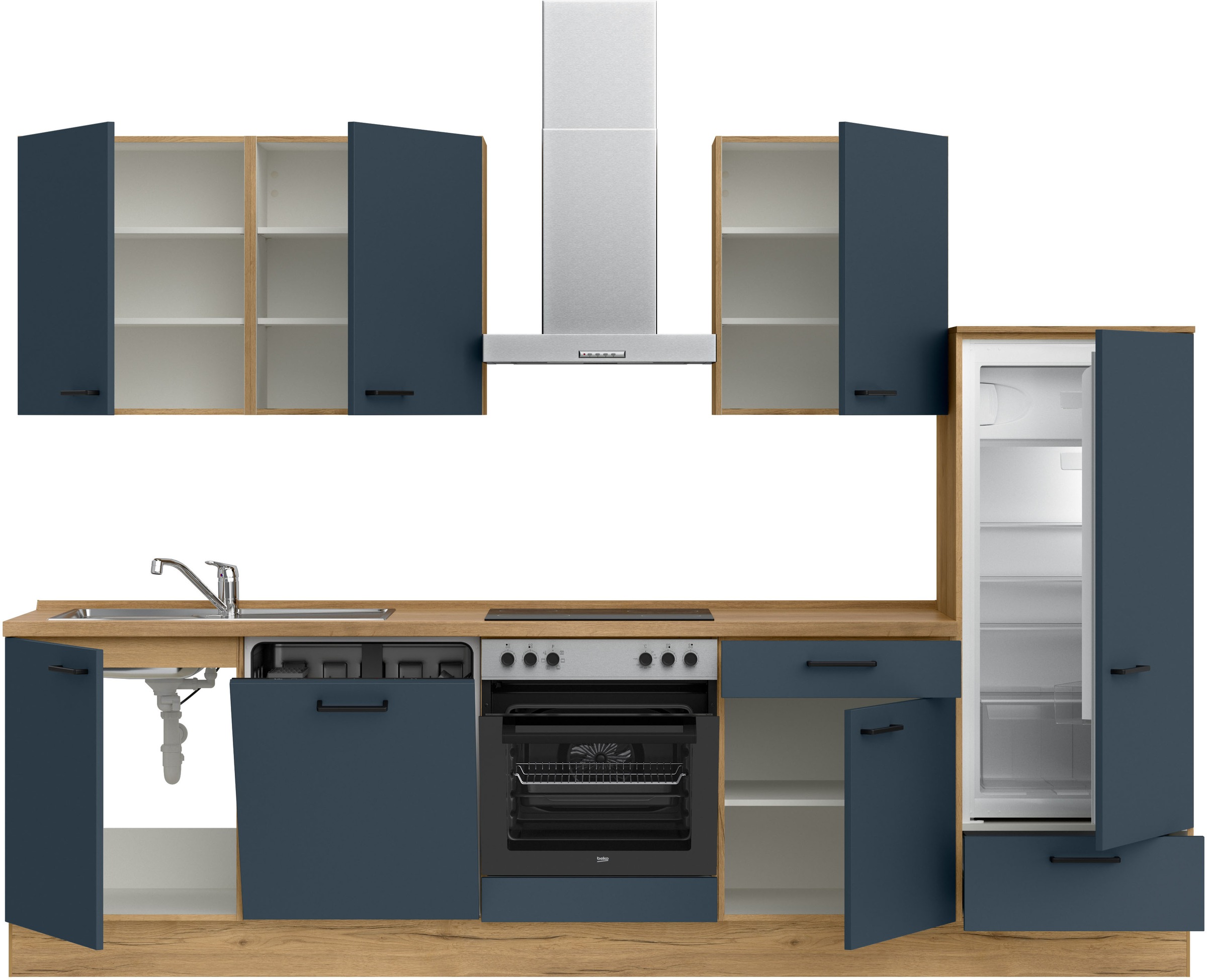nobilia® Küchenzeile »"Easytouch I"«, vormontiert, Ausrichtung wählbar, Breite 300 cm, wahlw. mit E-Geräten
