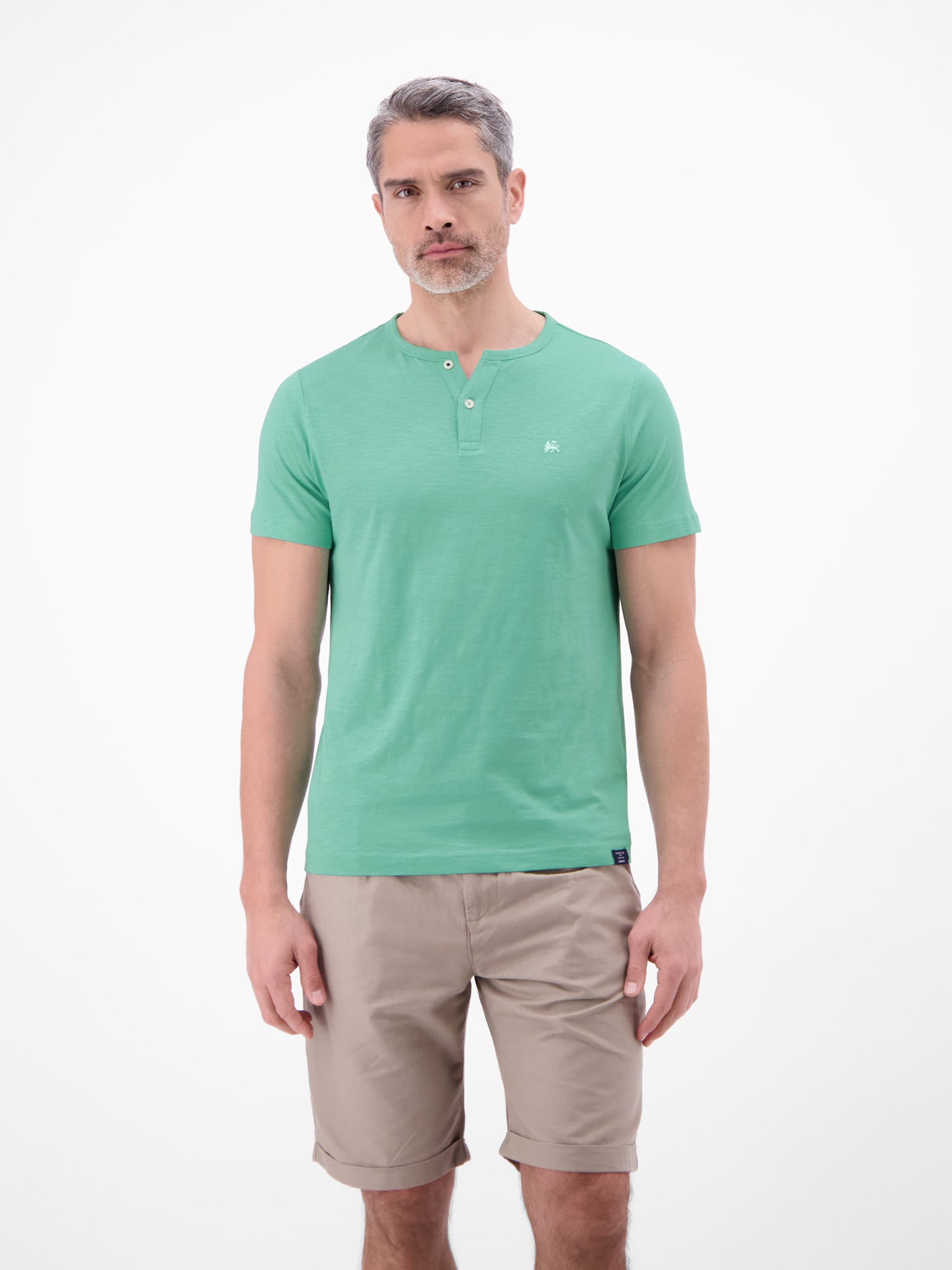 LERROS Kurzarmshirt mit Serafino-Kragen