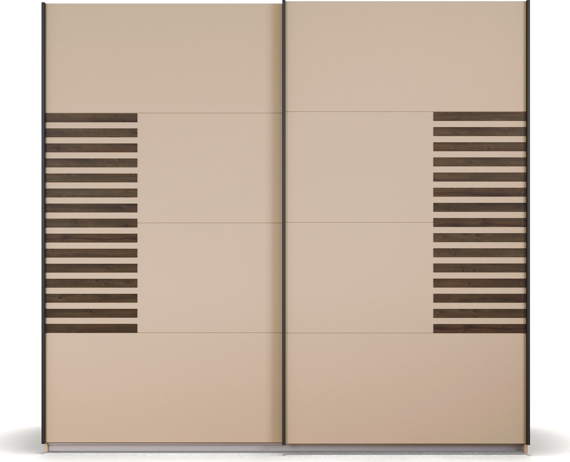 rauch Schwebetürenschrank »Kleiderschrank Schrank Garderobe Schlafzimmerschrank BAREA«, Front mit Auflage in moderner Lamellen-Optik MADE IN GERMANY