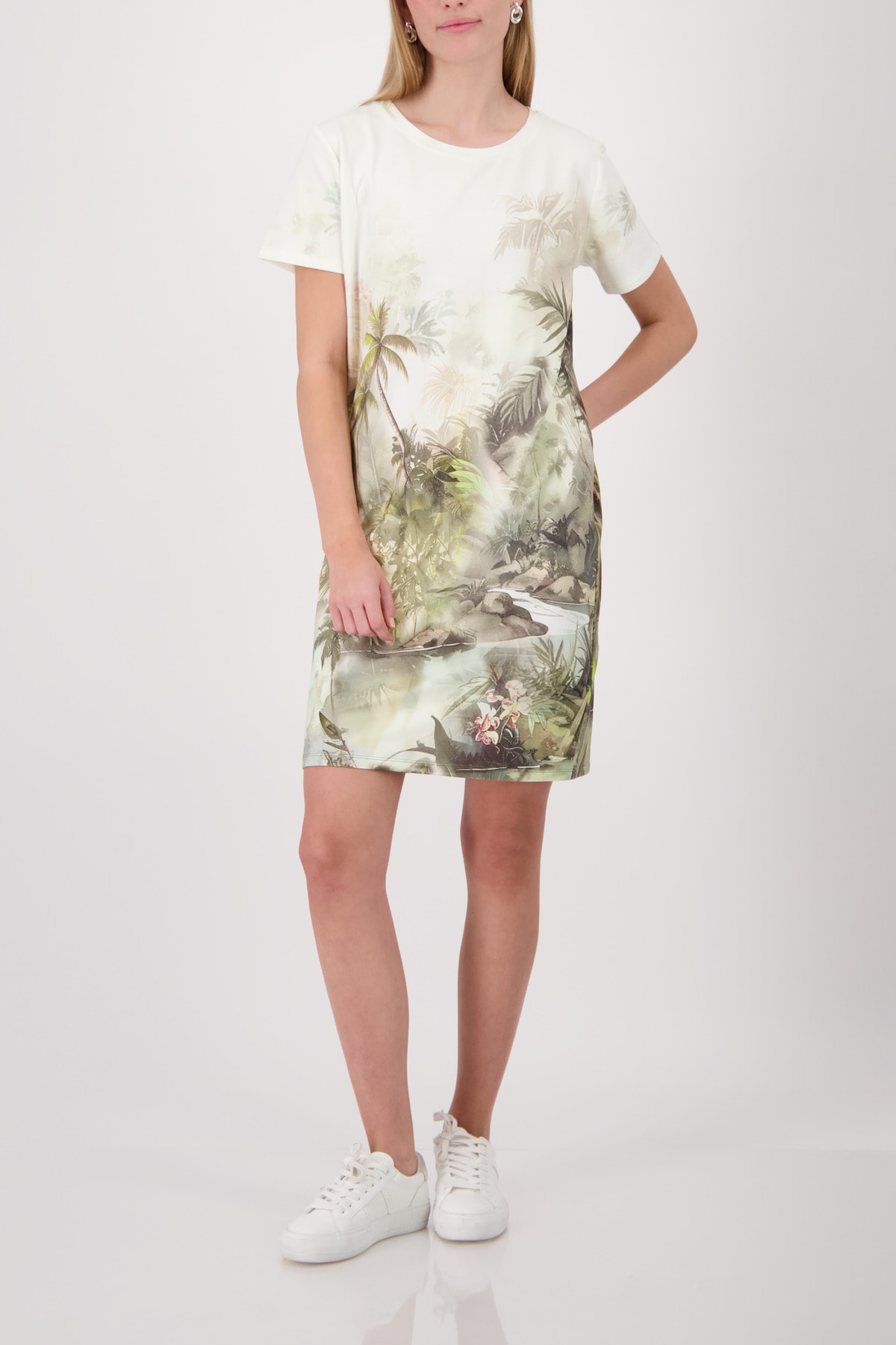 Monari Shirtkleid "Kleid Tropical Allover" Ohne Tasche Regular fit mit tropischem Print