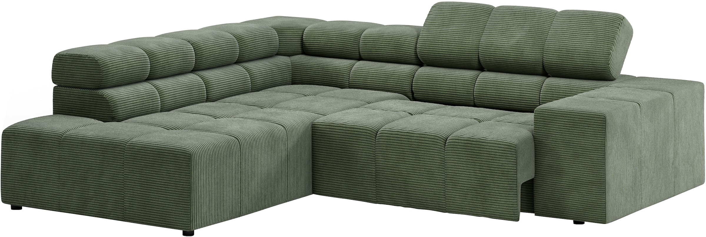 INOSIGN Ecksofa »Ancona, incl. Kopfteilverstellung + 3 Zierkissen, L-Form, bequem«, wahlweise motorische Sitztiefenverstellung, B/T(H: 249/215/70 cm