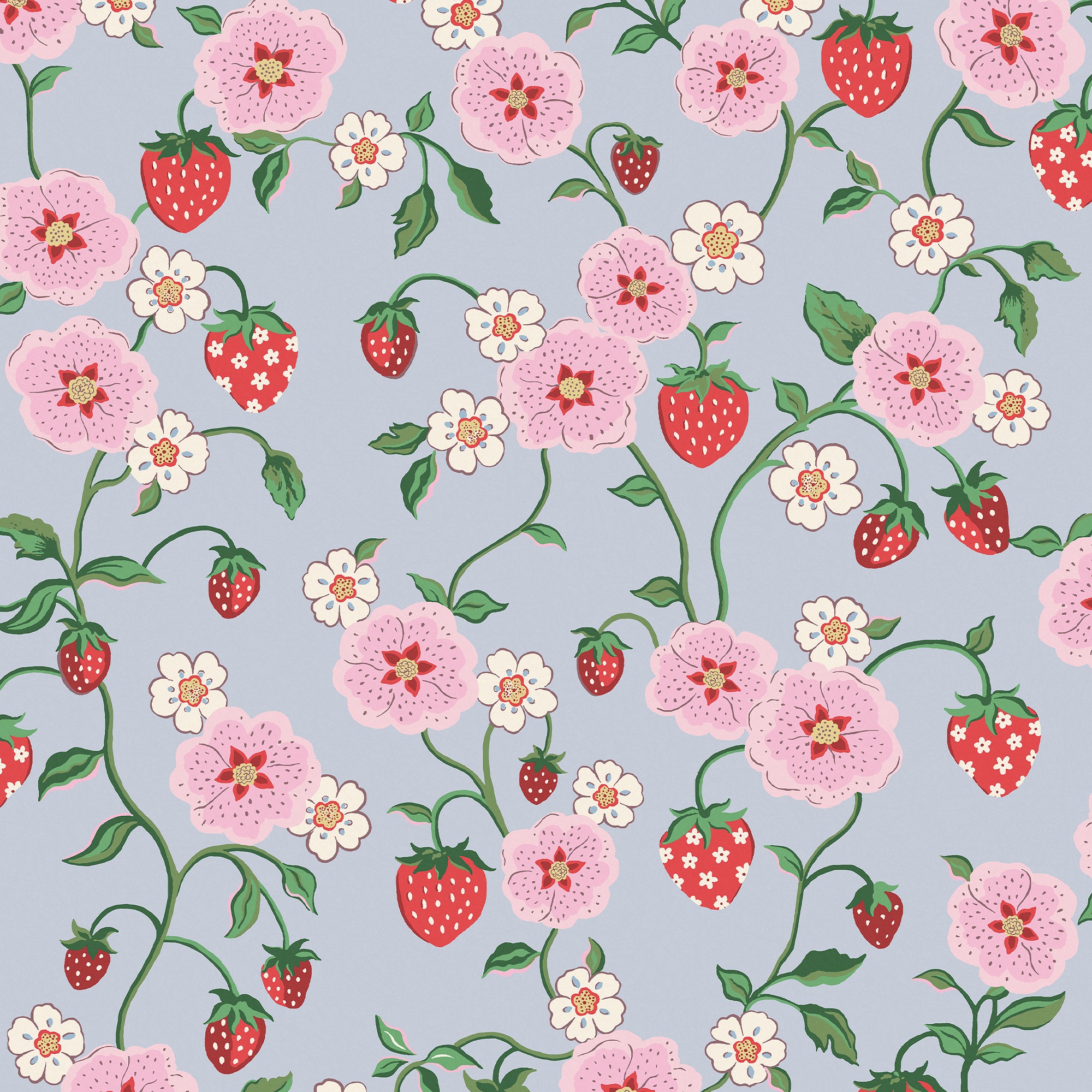 Cath Kidston Vliestapete »Strawberry Summer« geblümt glatt 10mx52cm (ca. 5m2)