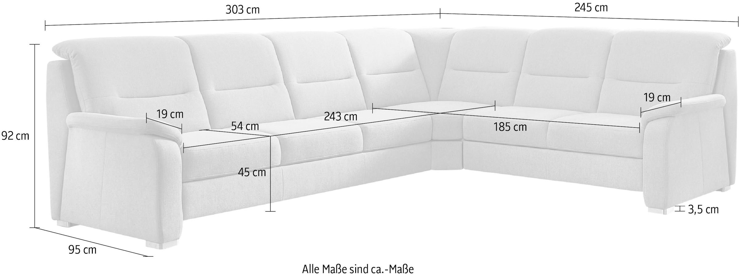 Die PlanBar Ecksofa »PP-HS10002« wahlweise mit Rückverstellung, Bettfunktion und Schubkasten