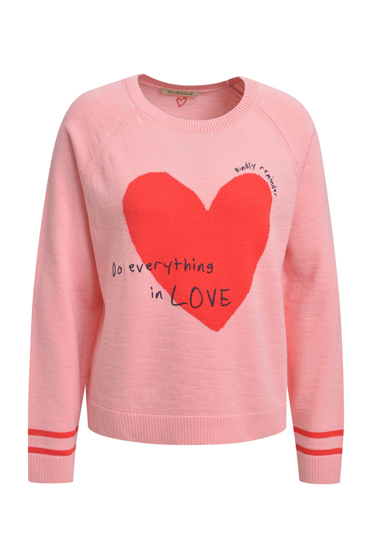 Rundhalspullover SMITH & SOUL, Damen, Gr. L, sugar, Feinstrick, Material: 96% Viskose, 4% Elasthan, bedruckt, regular fit kurz, Rundhals, Raglanärmel Rippbündchen, Pullover Rundhalspullover, aus Feinstrick
