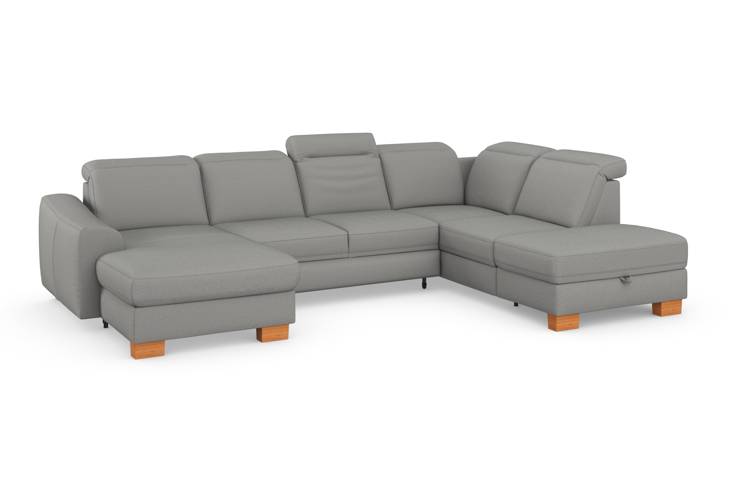 Wohnlandschaft SIT & MORE "Dundee U-Form", silber, B:338cm H:86cm T:219cm, Sofas, Wohnlandschaft, mit Federkern und Massivholzfüßen, wahlweise mit Kopfteilverstellung 9