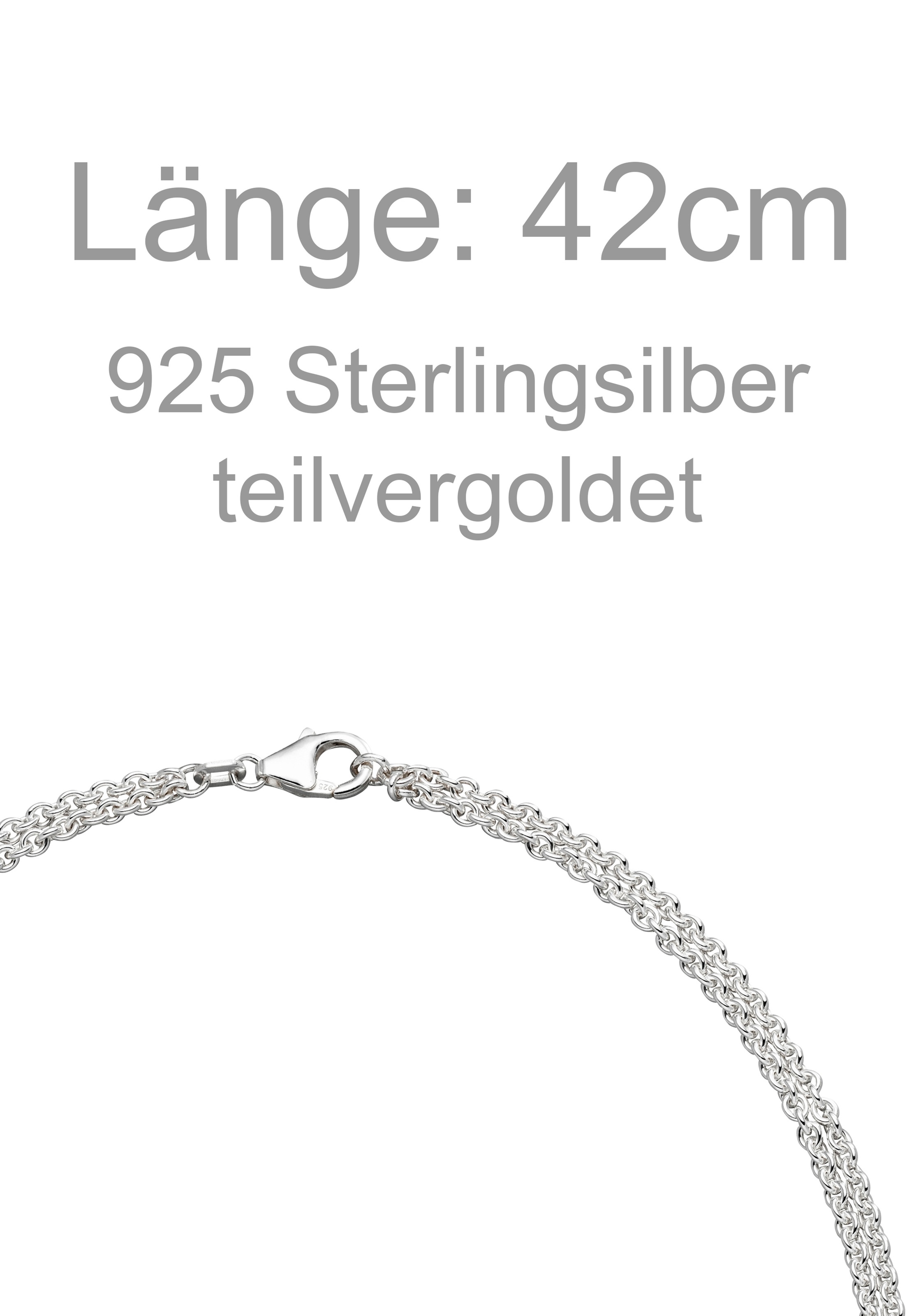JOBO Kette ohne Anhänger »2-reihig« 925 Silber bicolor vergoldet 42 cm