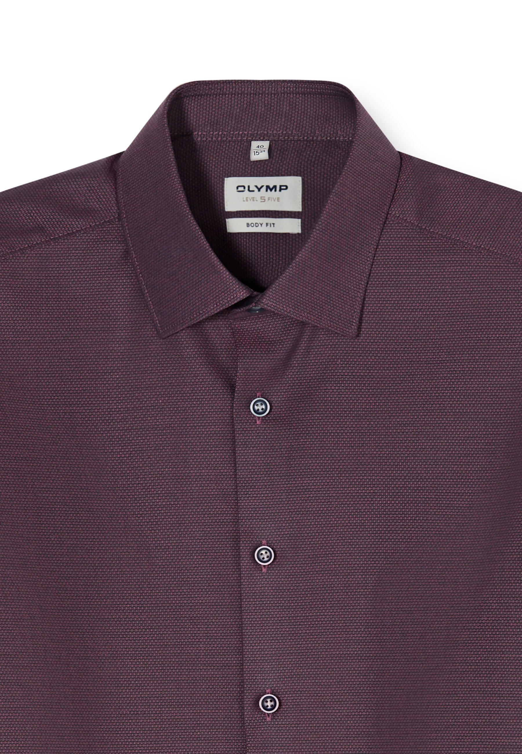 Businesshemd OLYMP "OLYMP Level Five, body fit, Kent", Herren, Gr. 38, Normaler Arm, mauve, 97% Baumwolle, 3% Elastolefin, Hemden 2