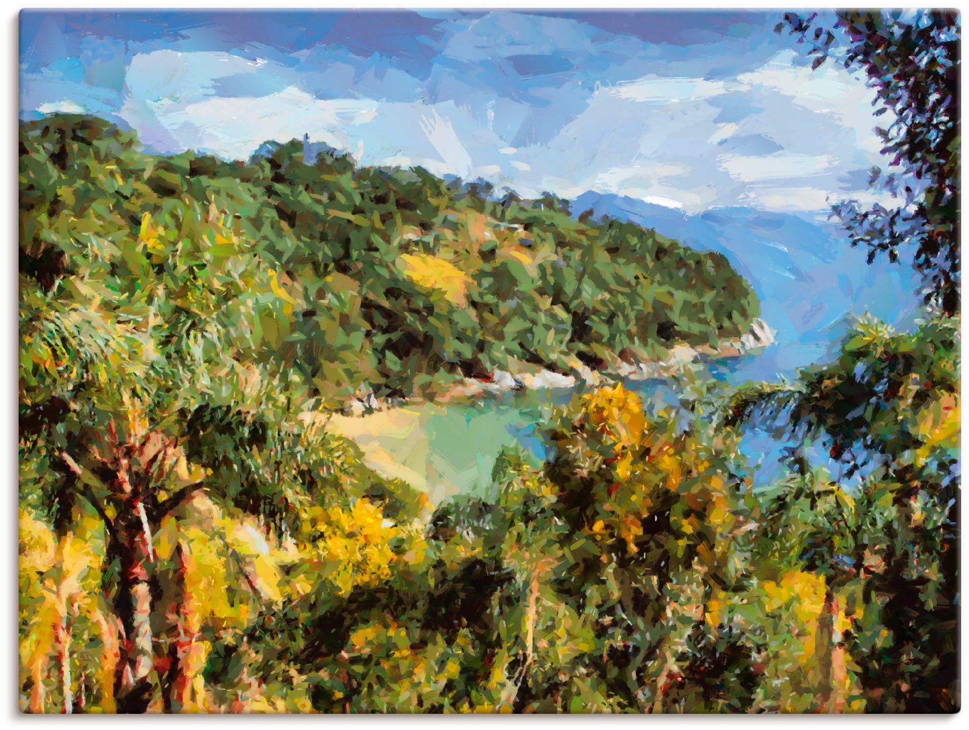 Artland Leinwandbild "Romantische Bucht II" Meer Bilder 1 Stk. tlg. auf Holzrahmen gespannt