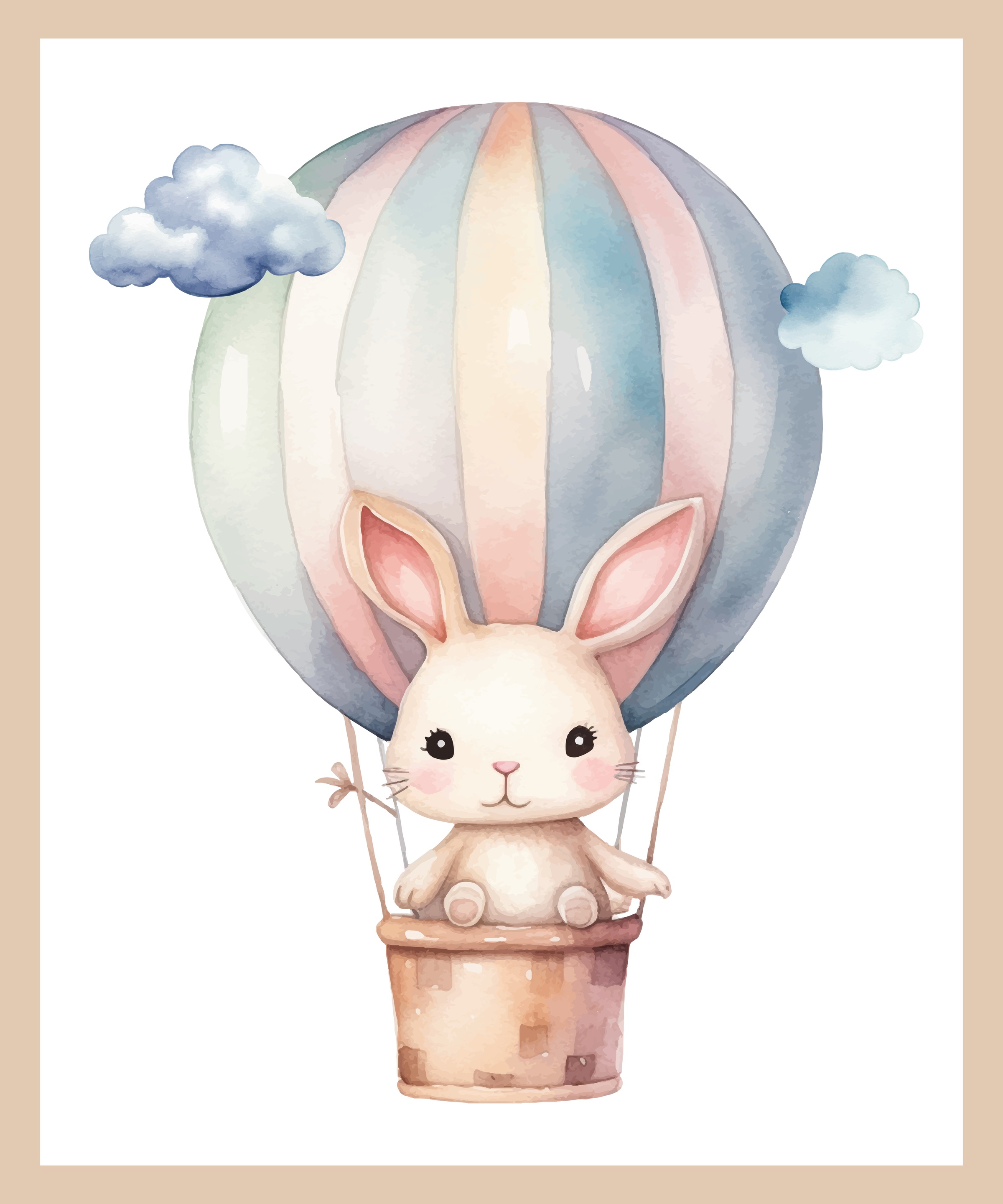 Lüttenhütt Bild mit Rahmen "oder Poster, Hase im Heißluftballon am Himmel", günstig online kaufen