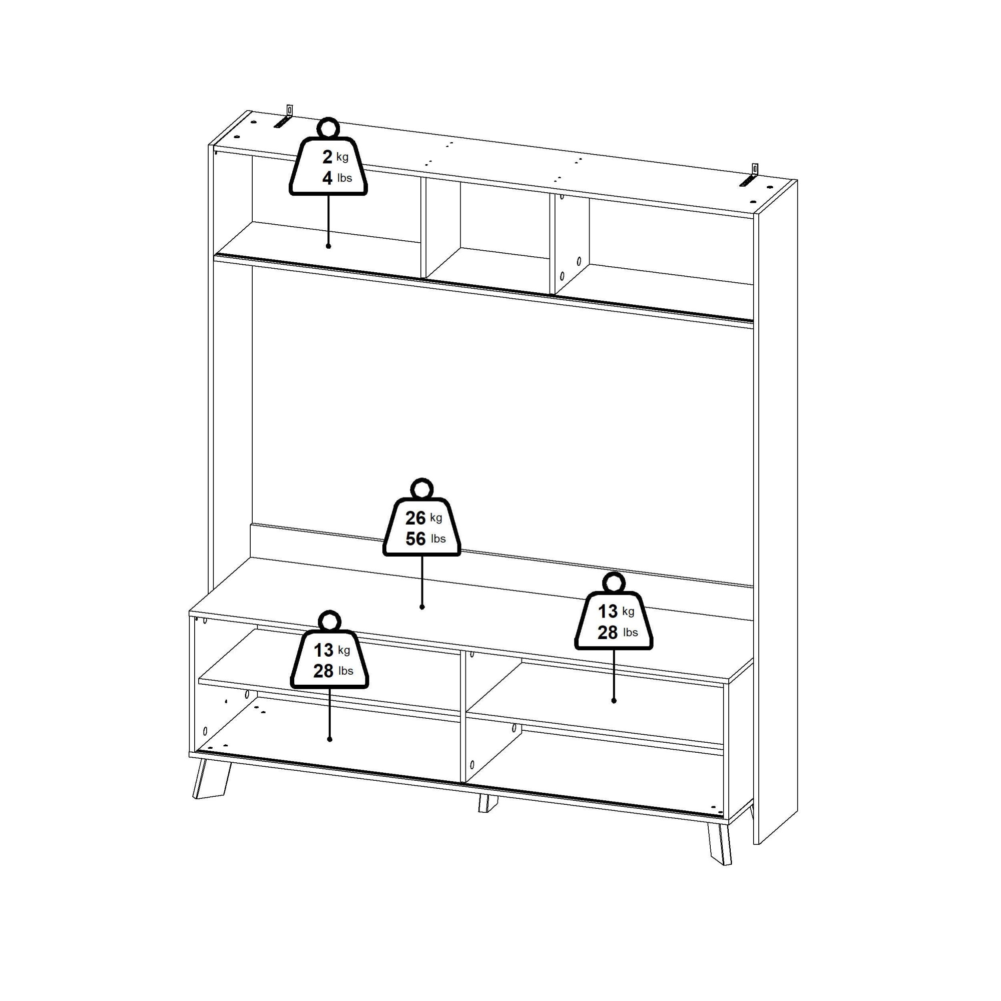 andas TV-Schrank »Ikast TV-Möbel, TV-Wand, Wohnwand, TV-Regal, TV-Element«, 2 Schiebetüren, Breite 159 cm, Höhe 181 cm