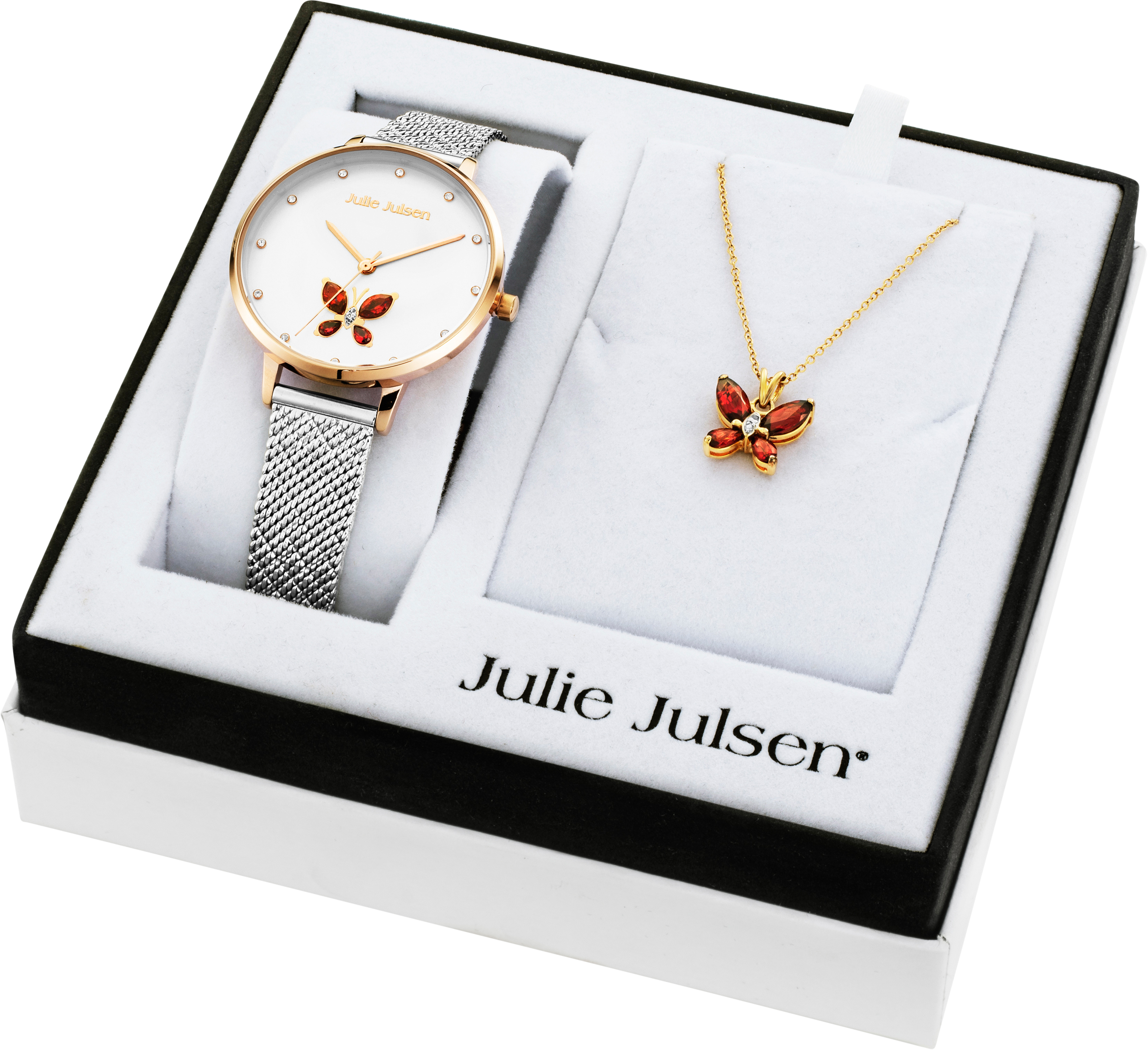 Quarzuhr »Butterfly Box, JJW1187RGSME-SET«, (Set, 3 tlg., mit Kette und Anhänger)