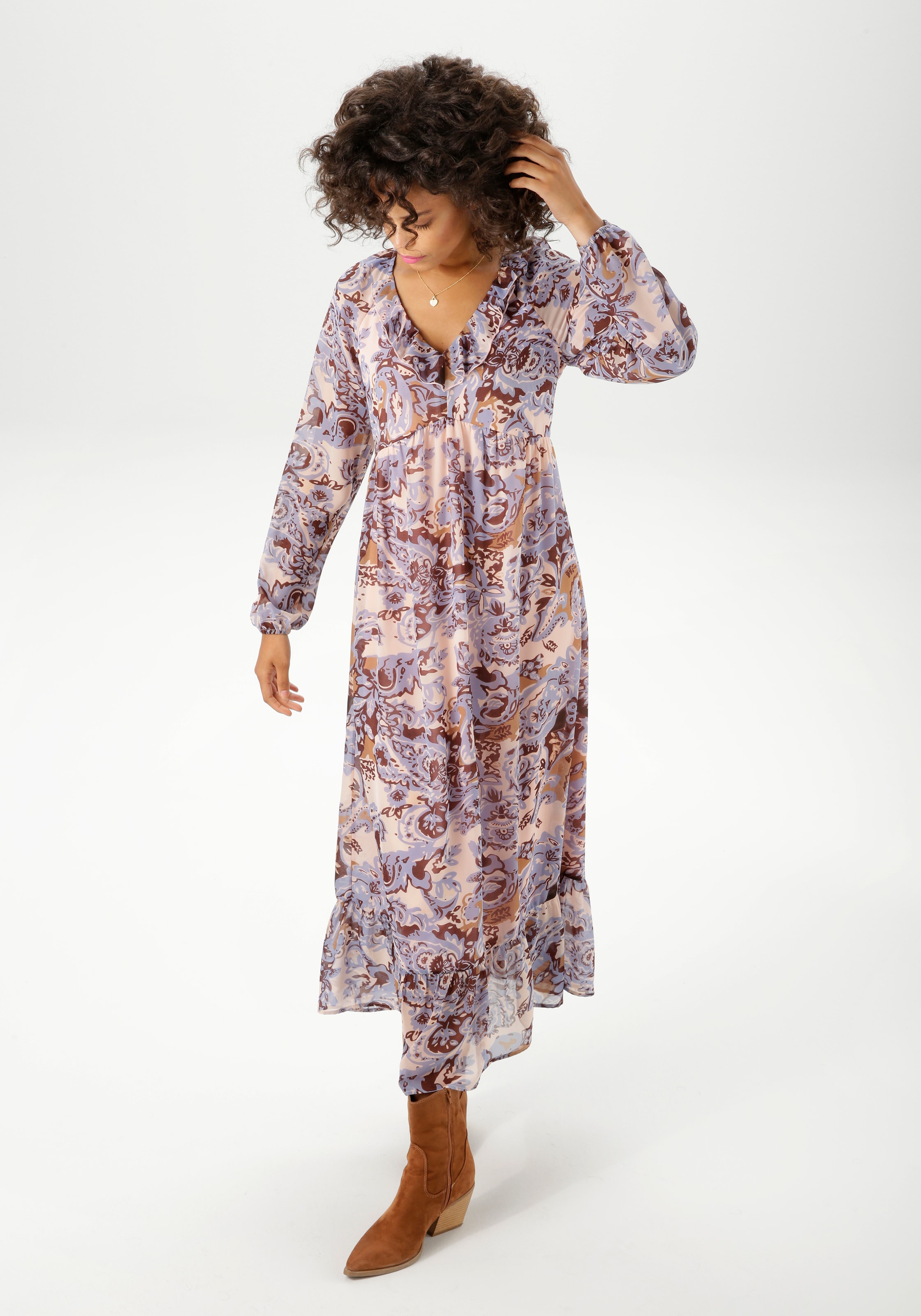 Aniston CASUAL Maxikleid, mit fantasievollem, grafischen Druck - NEUE KOLLE günstig online kaufen