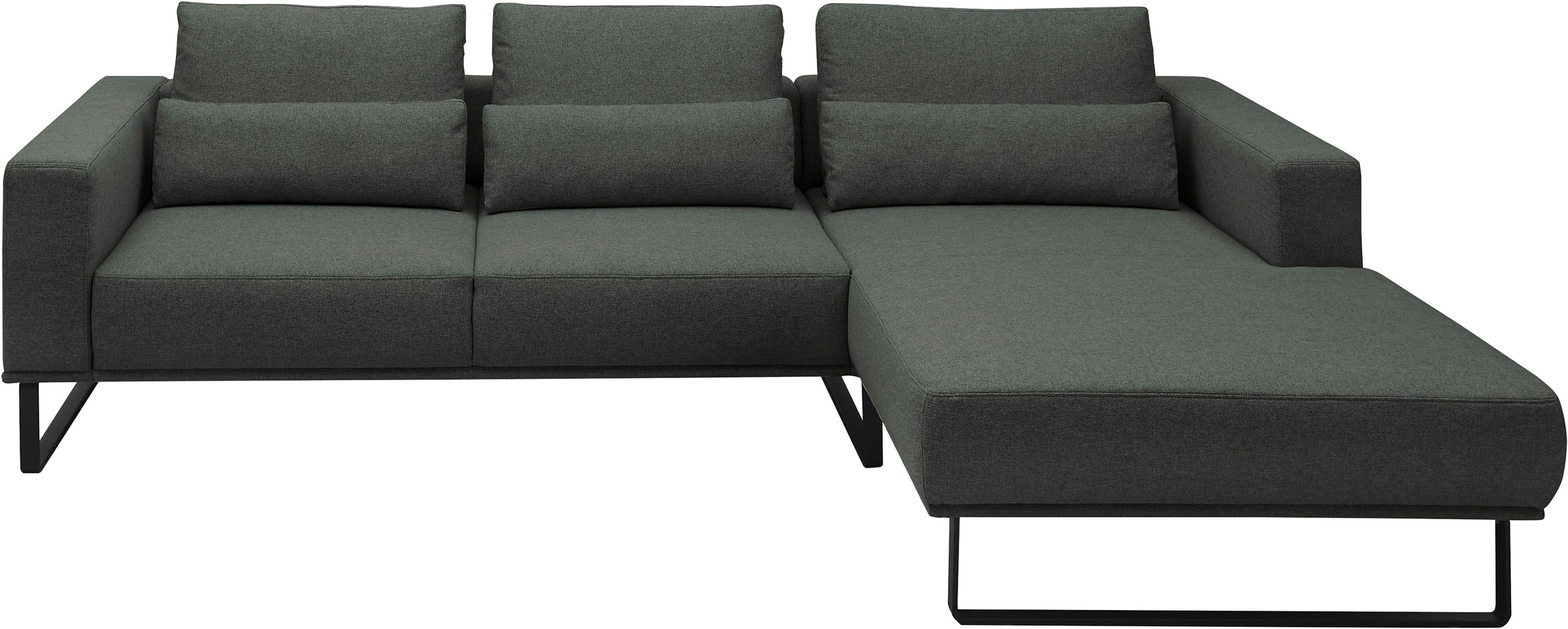 Ecksofa MUSTERRING "JustB PM100", anthrazit, B:292cm H:88cm T:185cm, 100% Polyester, Sofas, Ecksofa, Mit schwarzen Metallkufen und 292 cm Breite - 6 Farben wählbar