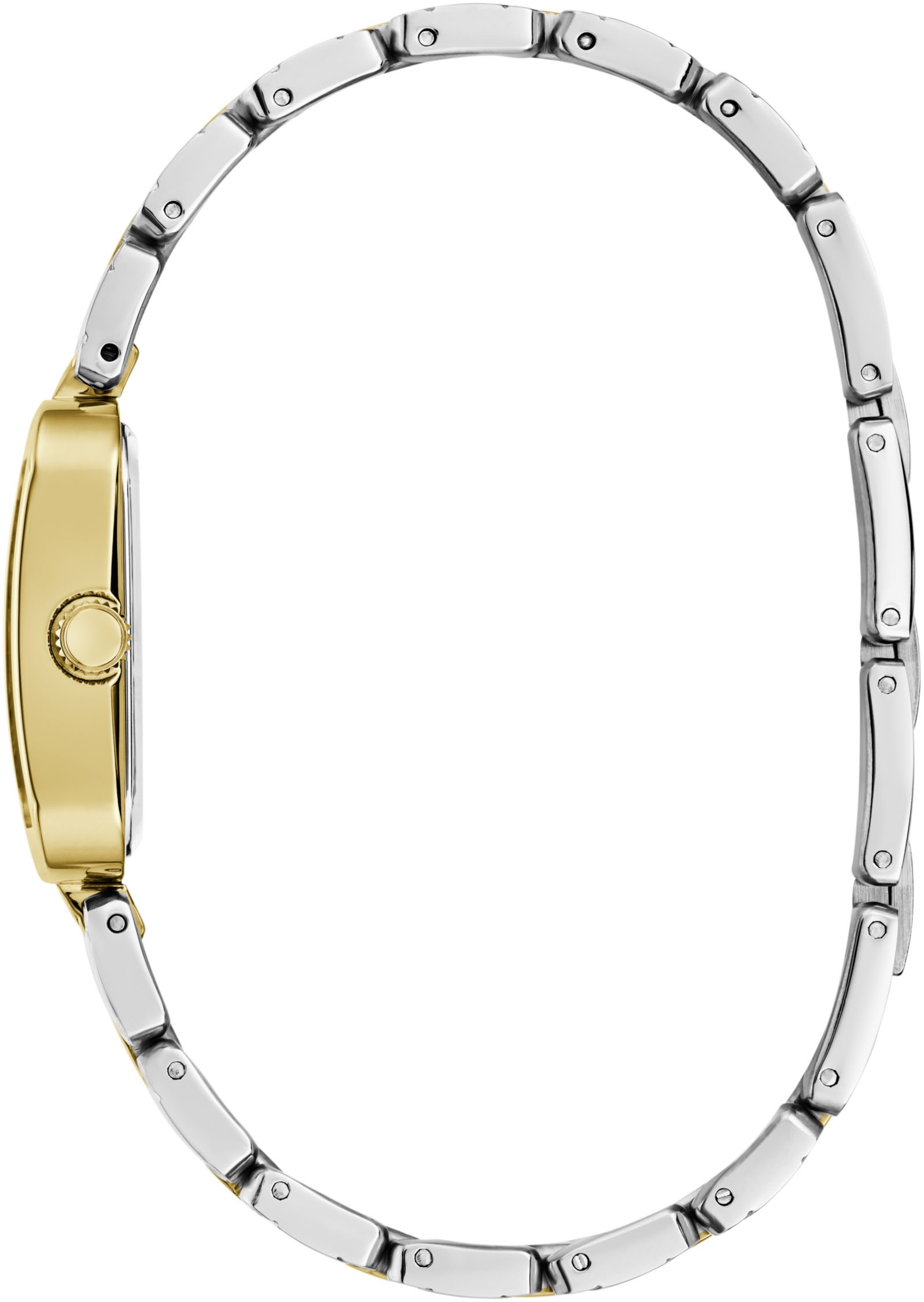 Guess Quarzuhr »ISLA«, Armbanduhr, Damenuhr, Edelstahlarmband, analog, Kristallsteine