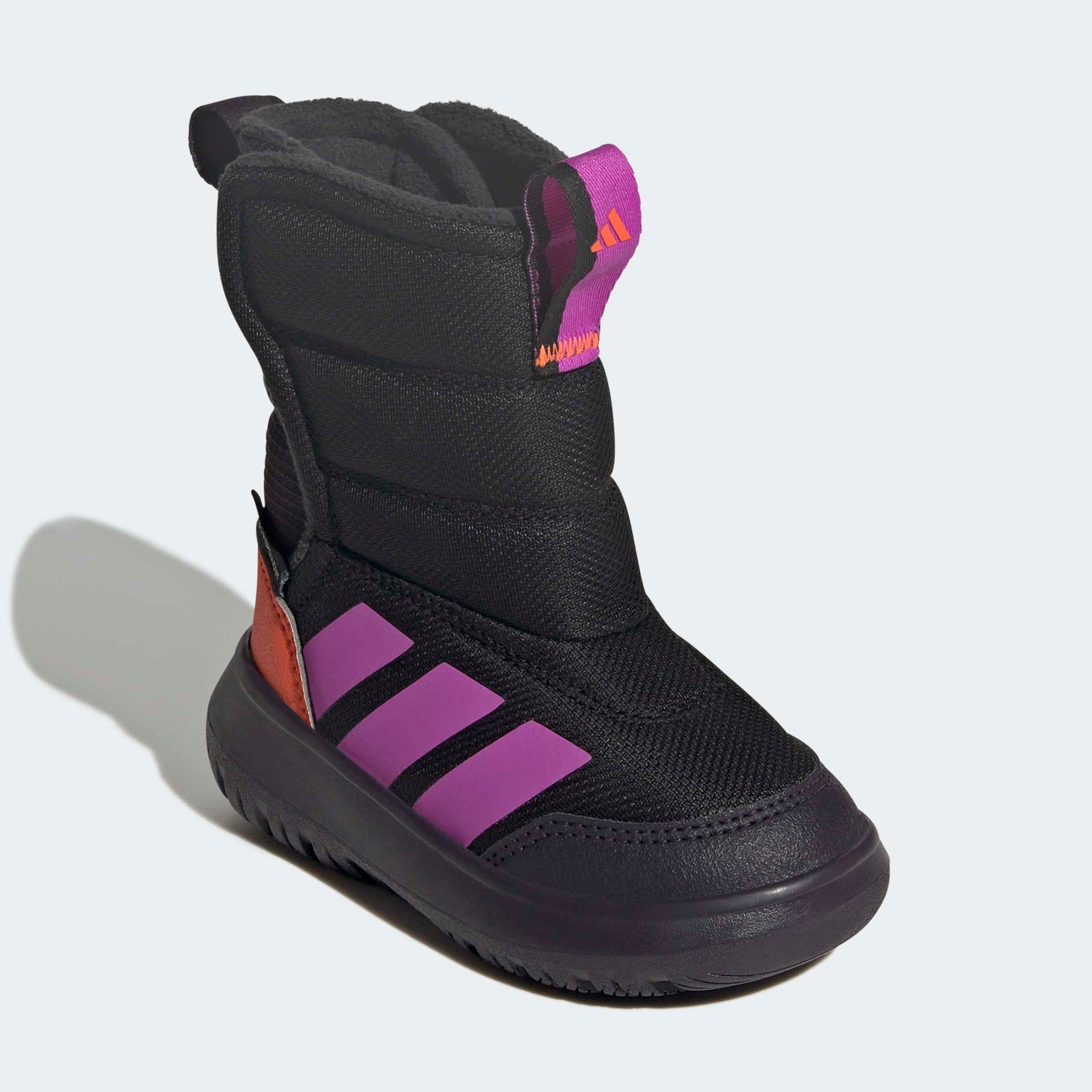 Winterstiefel ADIDAS SPORTSWEAR "WINTERPLAY KIDS", Kinder, Gr. 22, core schwarz, lila burst, impact orange, Textil, Schuhe Winterstiefel, für Kinder