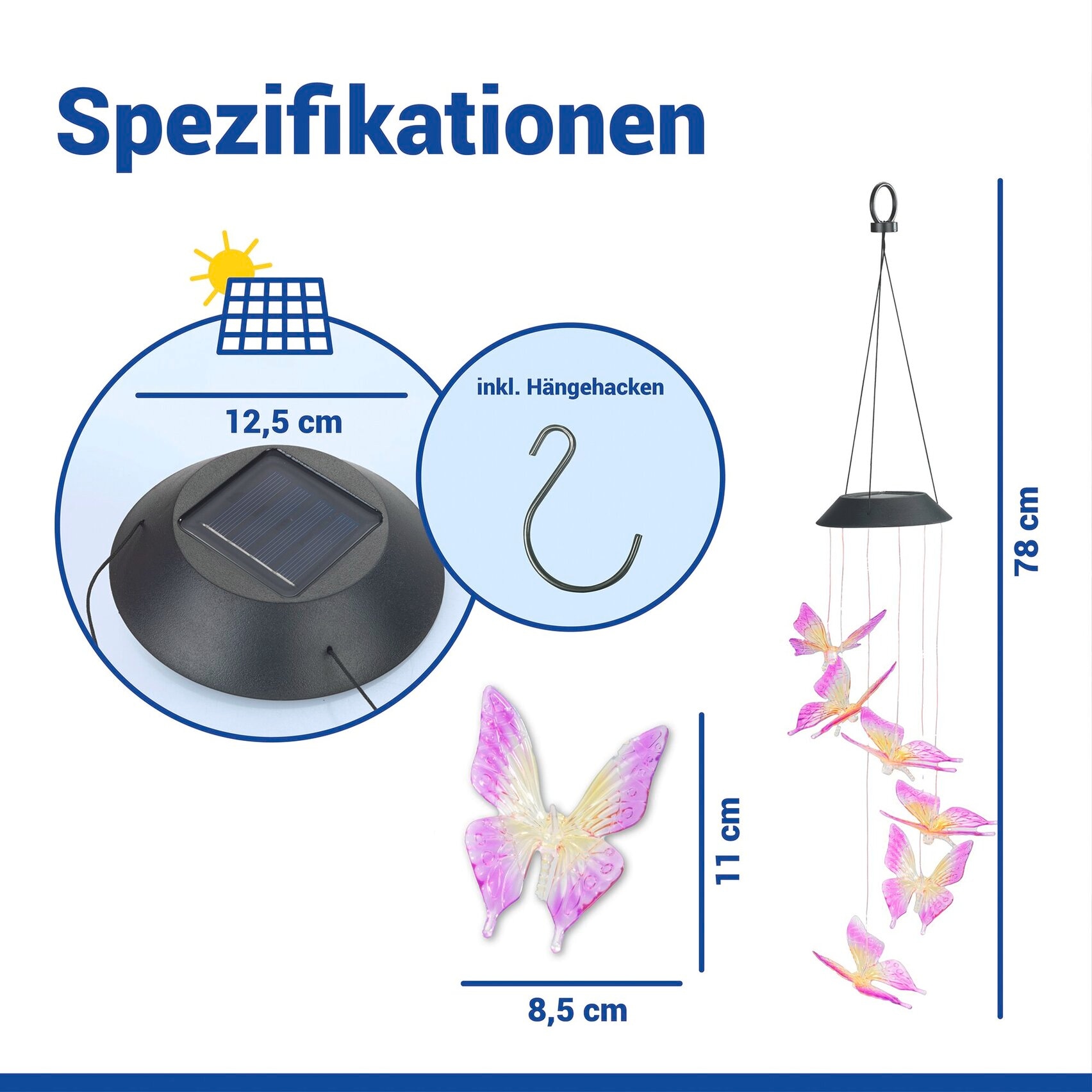 Maximex LED Gartenleuchte »Modell Schmetterling« 2 Stk. Extra-Warmweiß solarbetriebenes Windspiel mit farbwechselnden LEDs