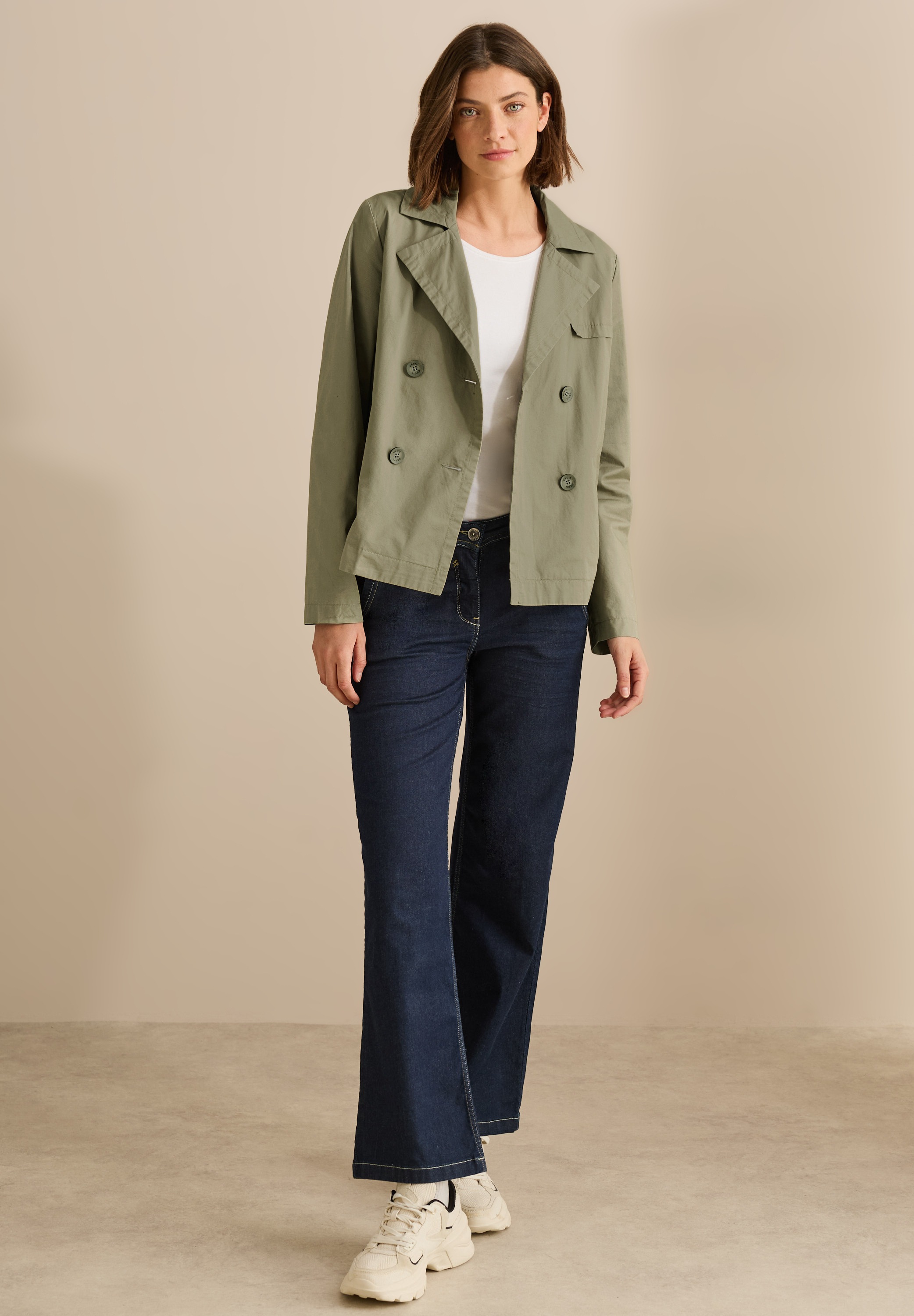 Thumbnail - Cecil Outdoorjacke ohne Kapuze aus reiner Baumwolle