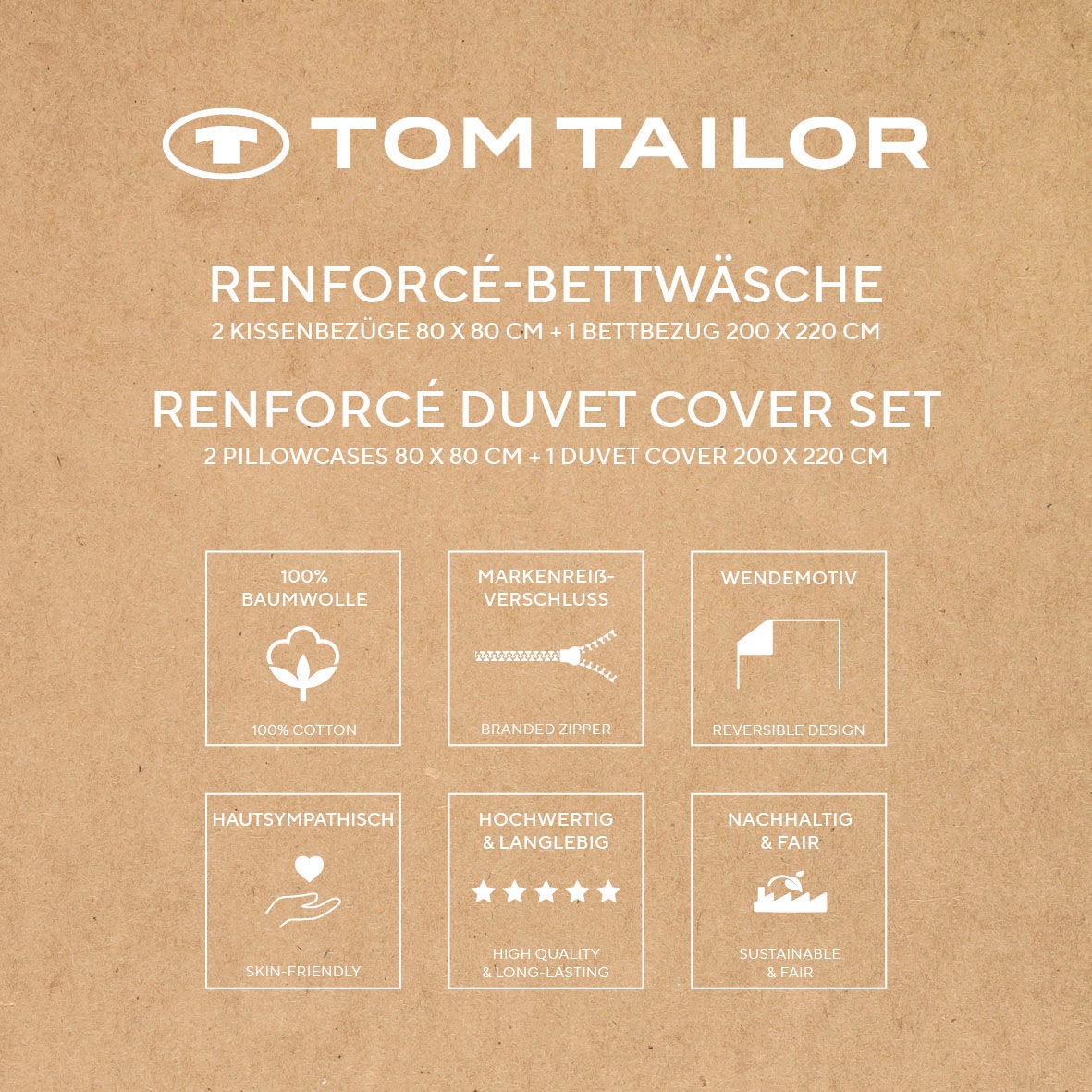 TOM TAILOR HOME Bettwäsche »BOLD STRIPES in Gr. 135x200cm, 155x220cm oder 200x200cm«, (3 tlg.), new bedroom, mit farbigem Markenreißverschluss