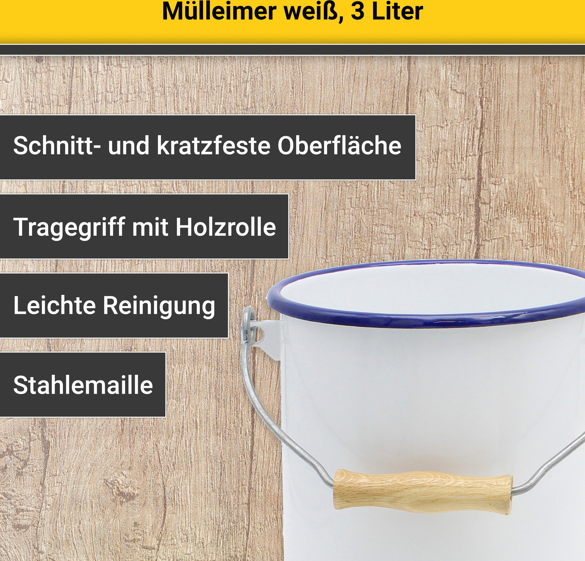 Krüger Mülleimer "Emaille Mülleimer mit Deckel Serie Rio" schnitt- / kratzf günstig online kaufen