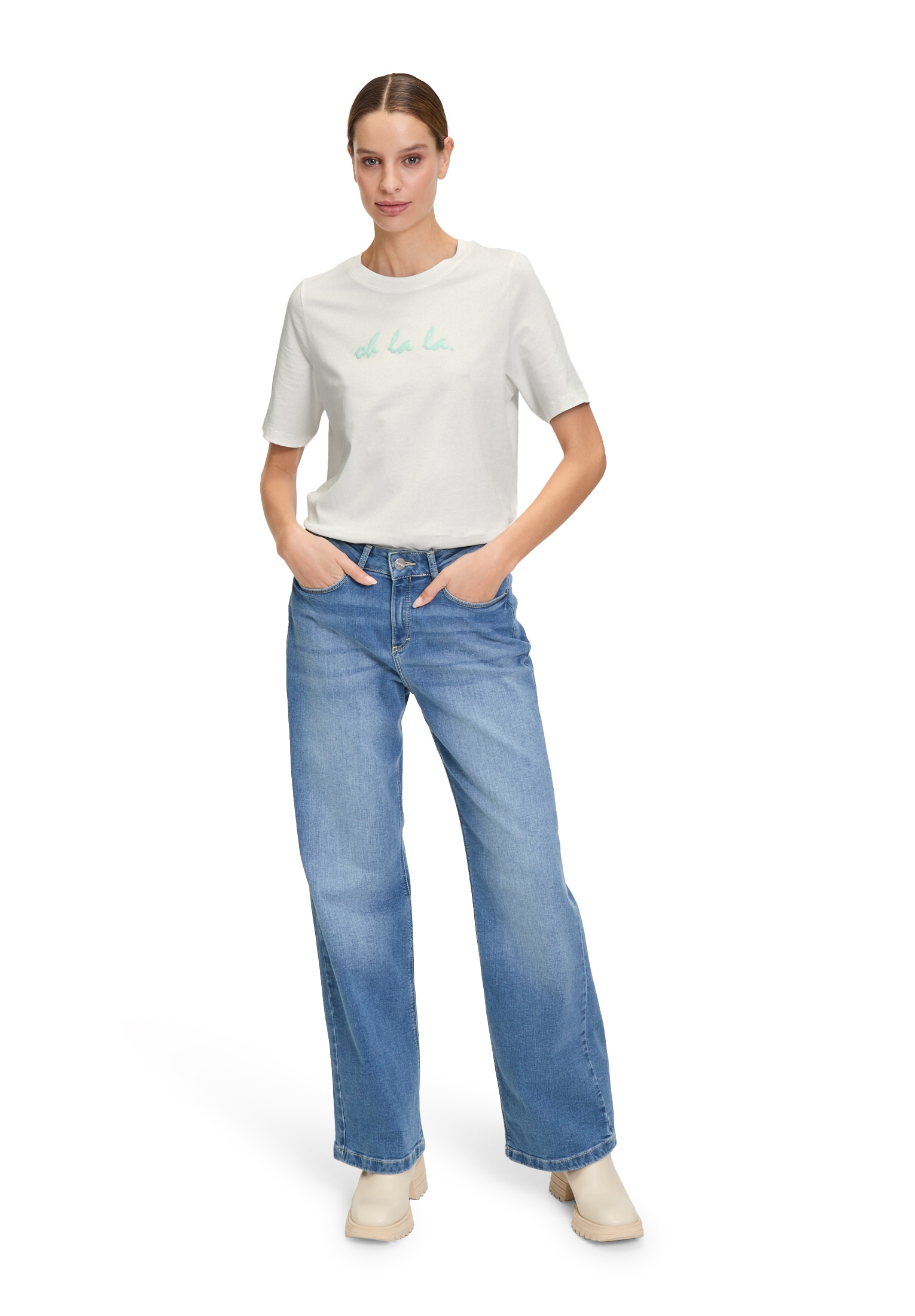 Cartoon Kurzarmshirt »Cartoon Damen Printshirt mit Rundhalsausschnitt«, (1 tlg.), Placement