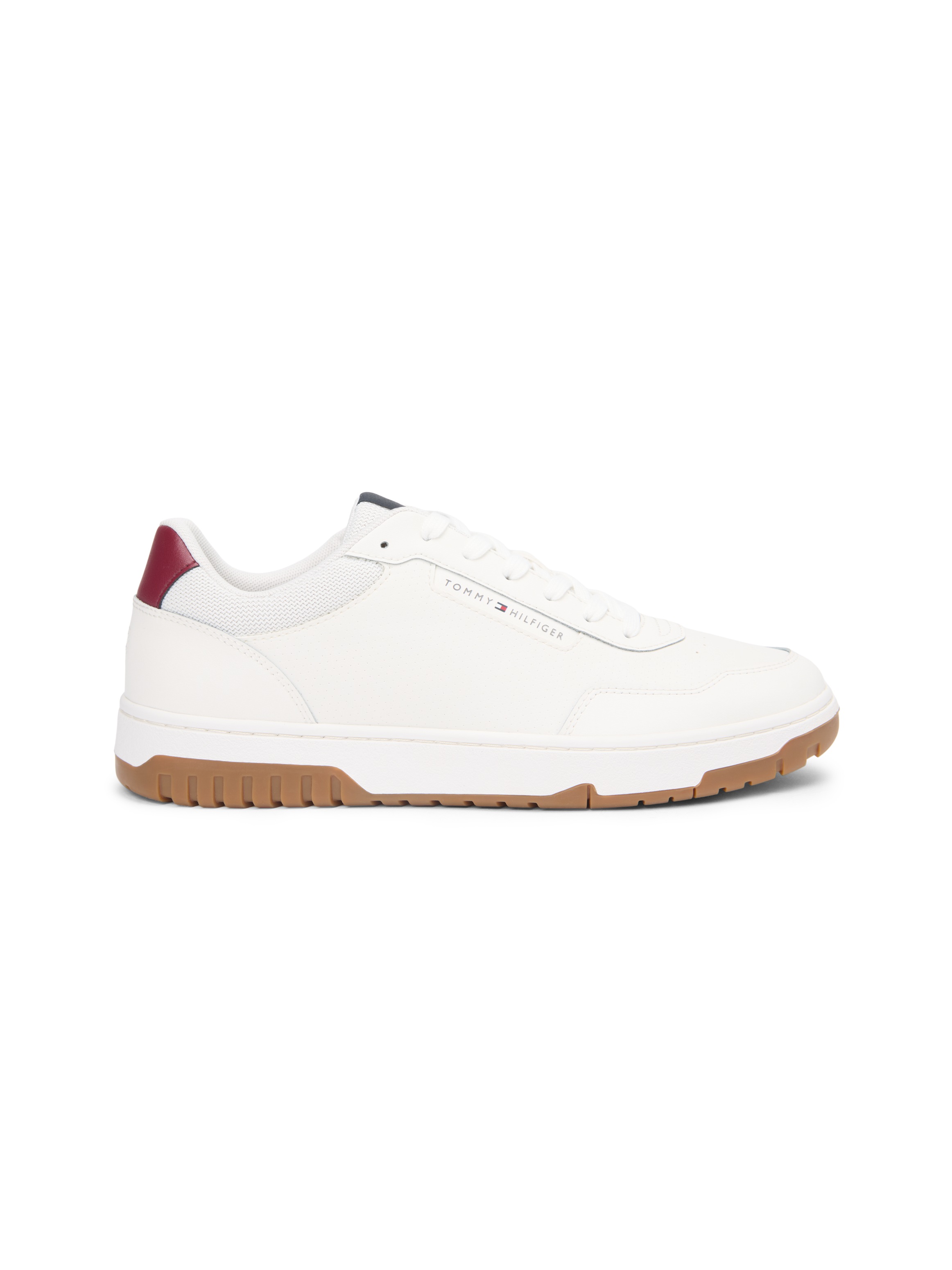 Sneaker TOMMY HILFIGER "BASKET CORE LITE LTH BLOCK", Herren, Gr. 45, weiß, rot, blau, Leder, Lederimitat, Textil, Schuhe Sneaker, Freizeitschuh, Halbschuh, Schnürschuh mit seitlicher Logoverzierung 3