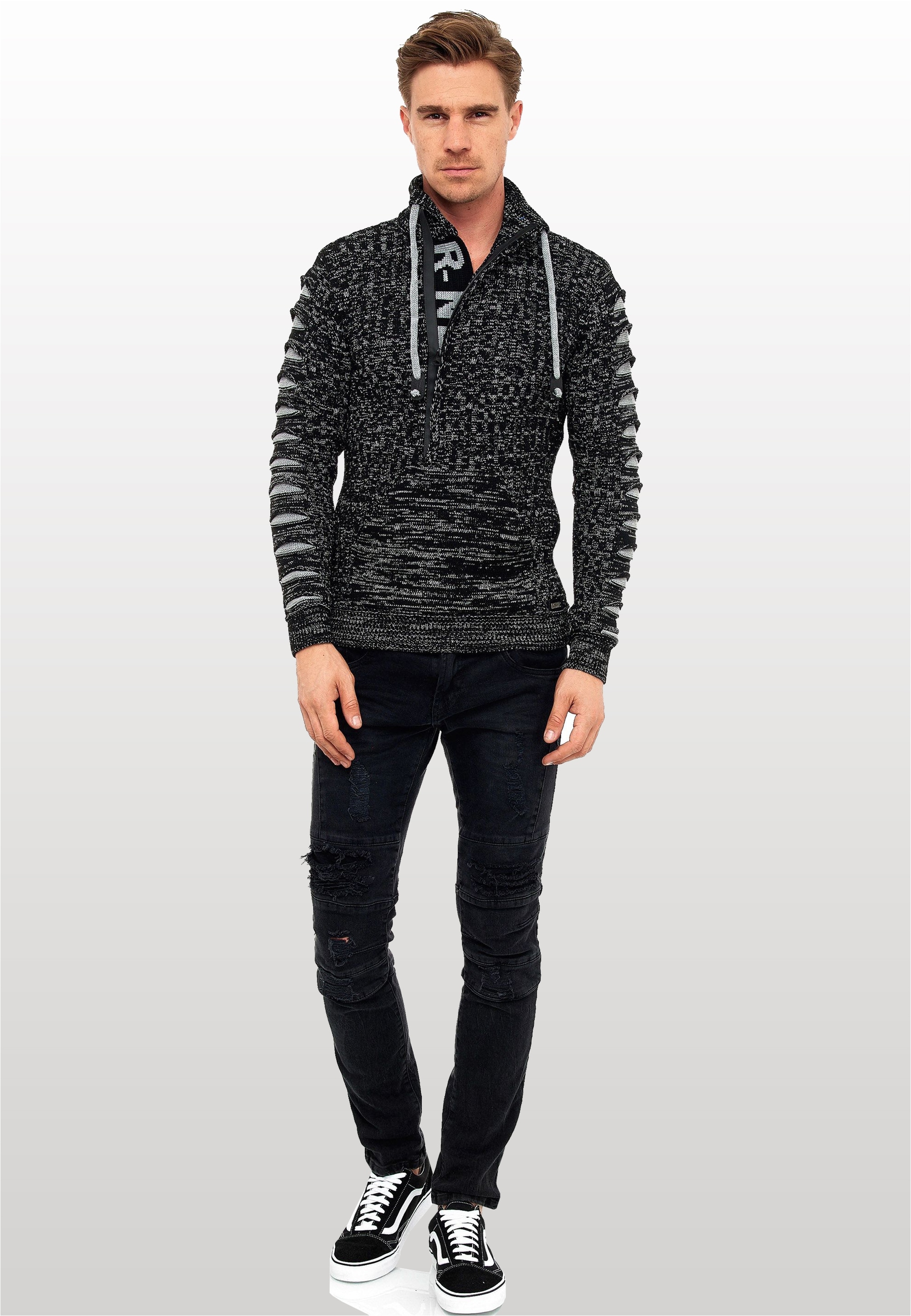 Rusty Neal Strickpullover mit stylischem Ausschnitt