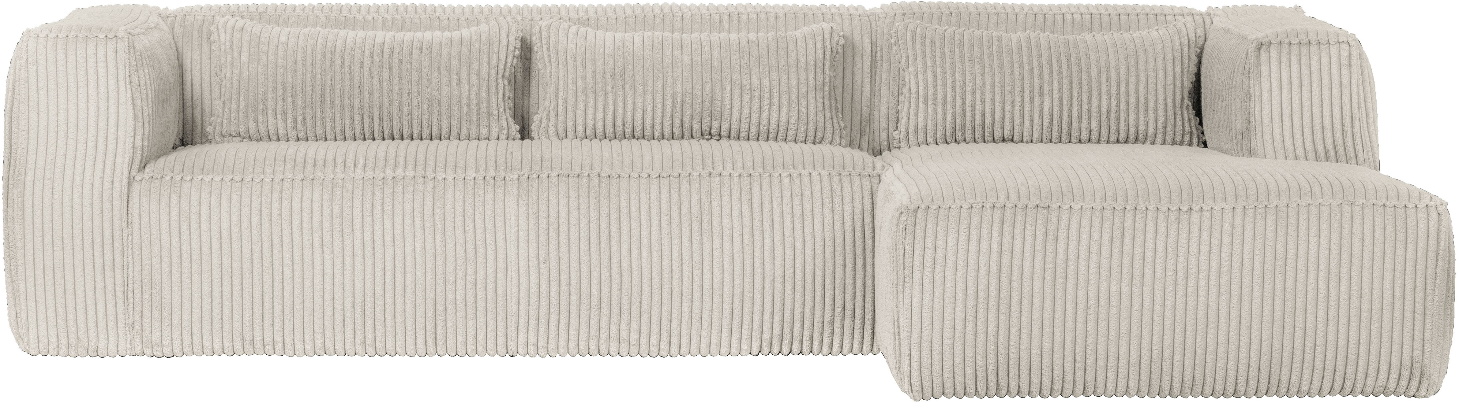 WOOOD Ecksofa "Bean Bezug Rechts mit hoher Sitzkomfort, H 73 x B 305 x T 96/175 cm" Ripsstoff, Tragkraft 400 kg, Gute Verschleißfestigkeit, pfleigleicht