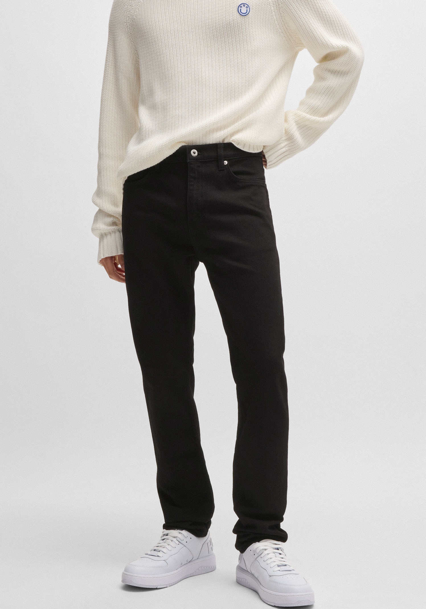 HUGO Slim-fit-Jeans "Ash" mit Stone-washed-Finish