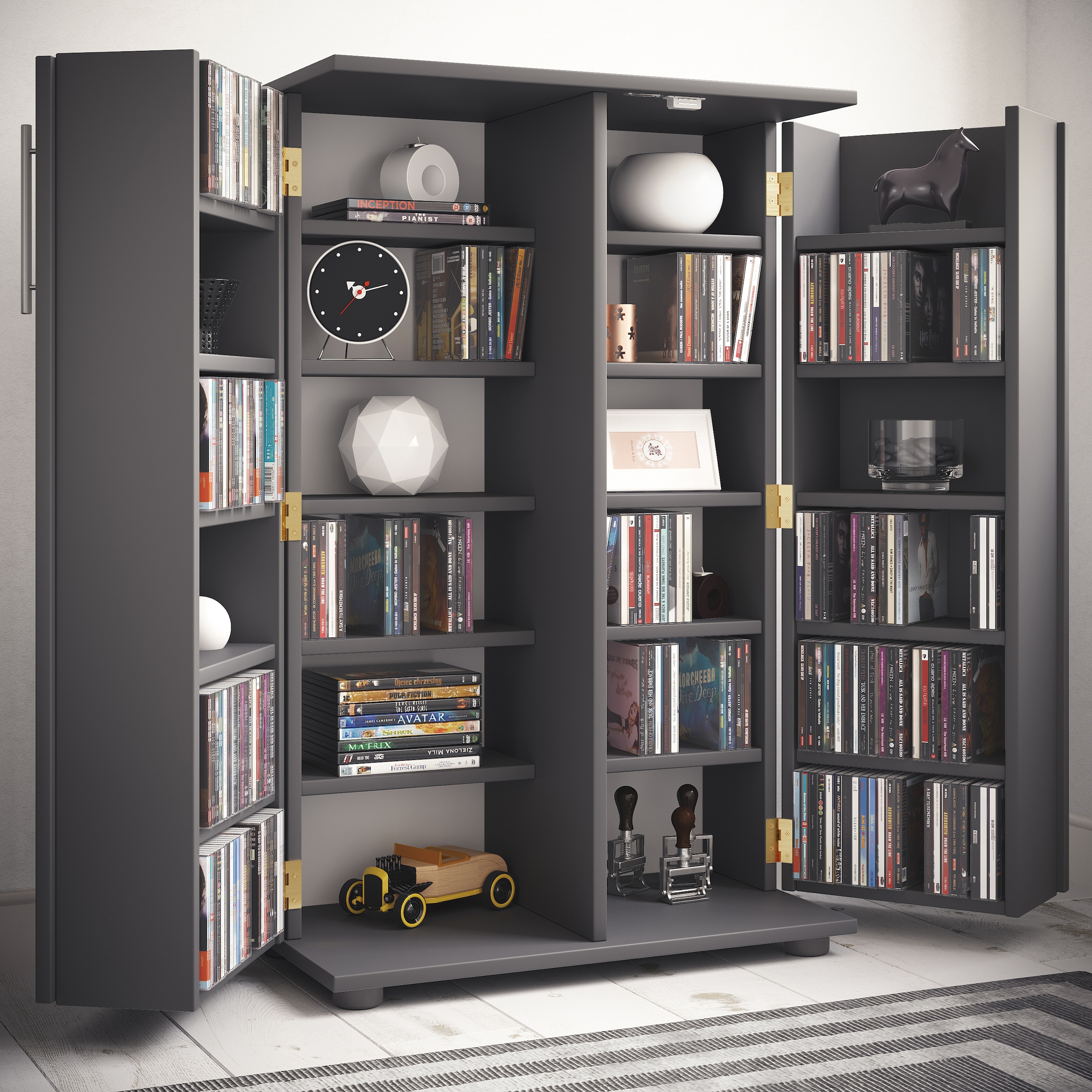 VCM Media-Regal »Holz Schrank CD DVD Regal abschließbar Engalo XL« 1 Stk. tlg.