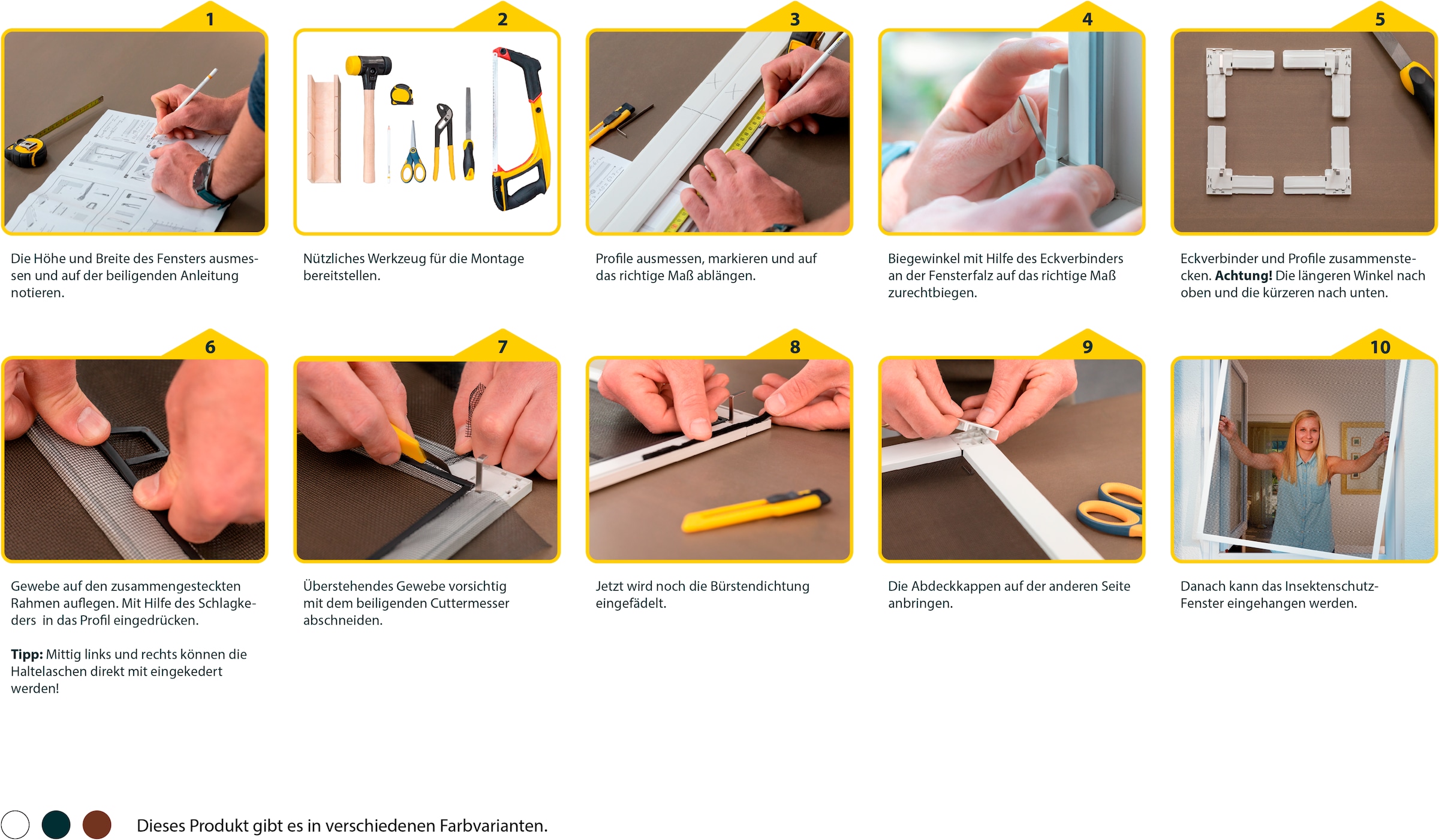 SCHELLENBERG Insektenschutz-Fensterrahmen »Fliegengitter Fenster Plus«, aus Aluminium, 100 x 120 cm und 130 x 150 cm, anthrazit und weiß