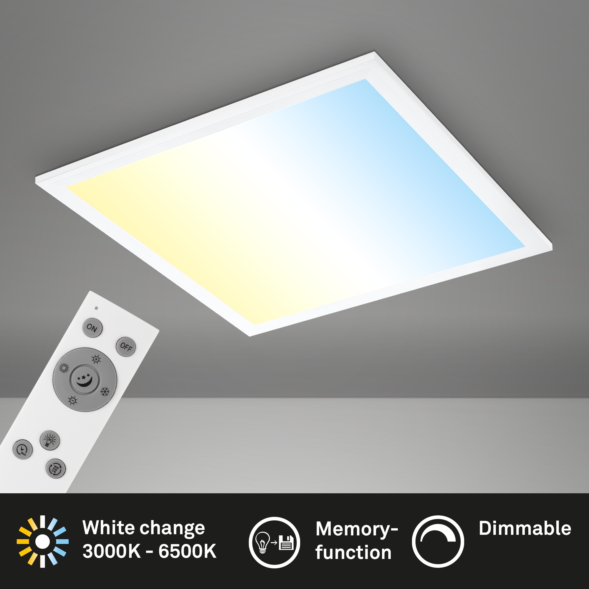 Briloner Leuchten LED Deckenleuchte »SIMPLE« LED-Modul 1 Stk. warmweiß - kaltweiß 38 x 38 x 6 cm, Wohnzimmer, Schlafzimmer, Flur