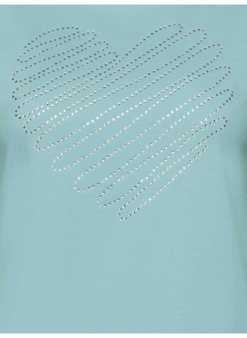 Trigema T-Shirt »TRIGEMA Slim Fit T-Shirt mit glitzerndem Herz-Printmotiv«, (1 tlg.)