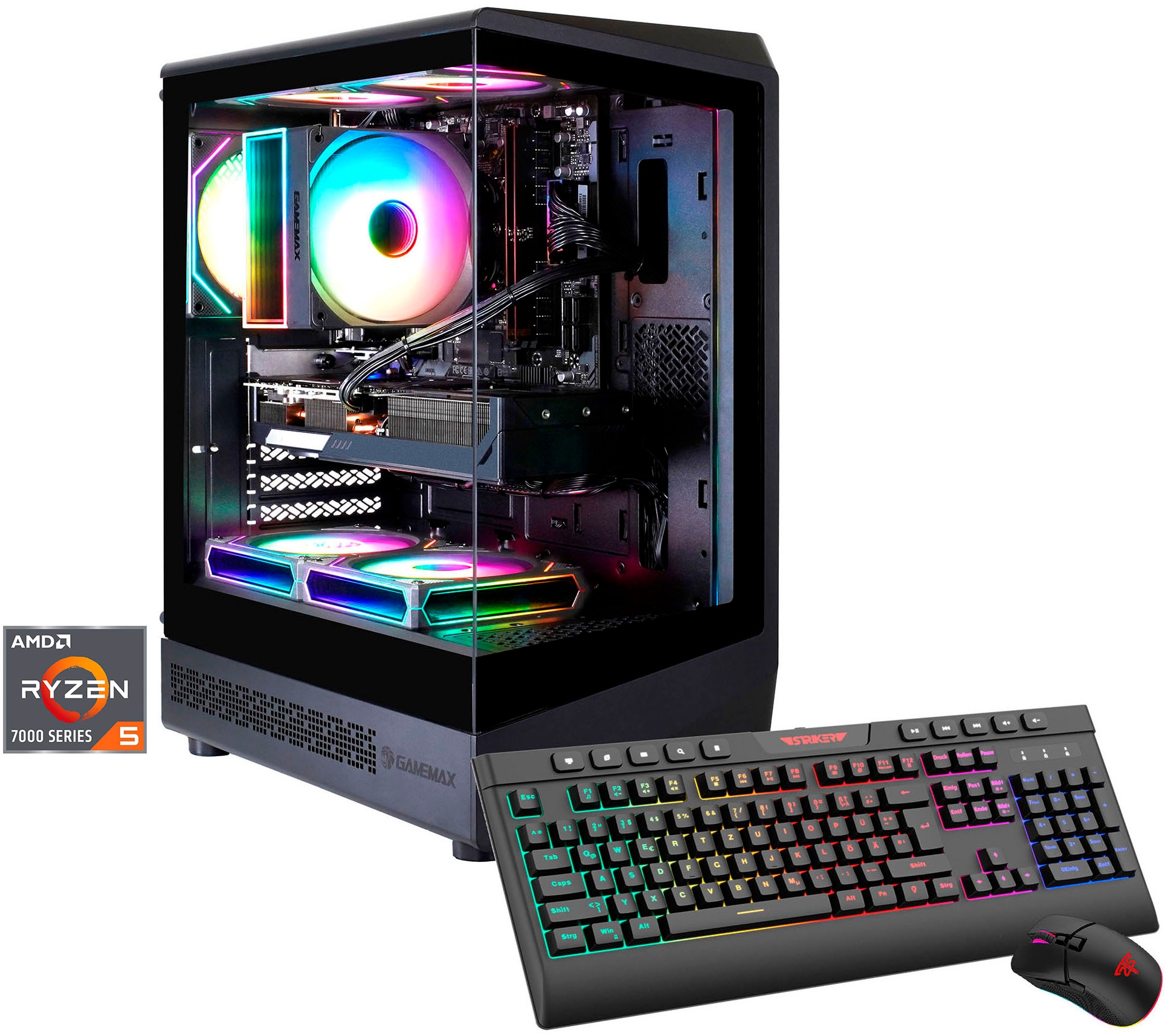 GAMEMAX Gaming-PC »VISTA COC AB 8203 AMD Ryzen 5 7500F 32GB DDR5 1TB SSD RX 9070« Windows 11, DDR5 RAM