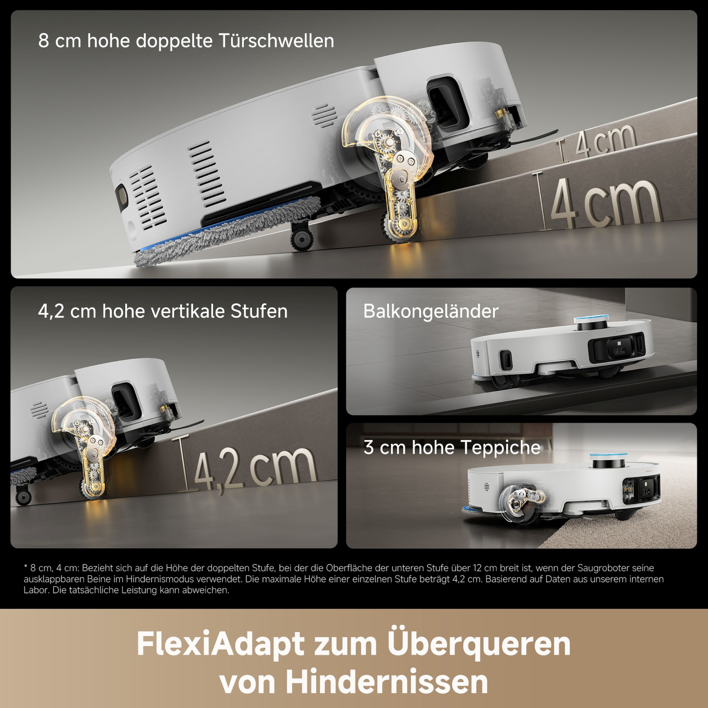 Dreame Saugroboter »mit Wischfunktion Matrix 10 Ultra White« Mop-Wechsel, drei Reinigungsmittel, überwindet Hindernisse, 30.000 Pa