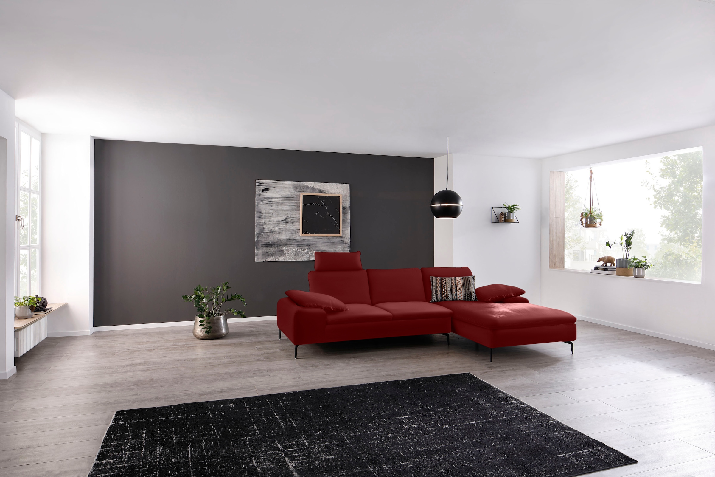 W.SCHILLIG Ecksofa »valentinoo, Designsofa, bequem, elegant und zeitlos, L-Form«, (Set), inklusive Hocker, mit Sitztiefenverstellung, Breite 299 cm