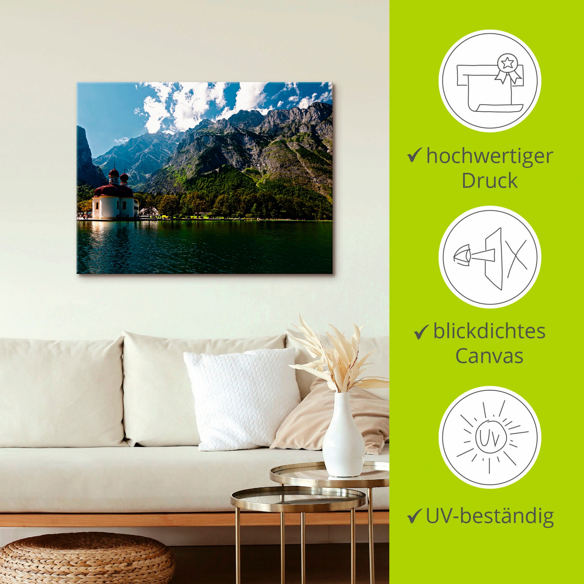 Artland Wandbild »St. Bartholomä (Königssee) I« Berge 1 Stk. tlg. als Leinwandbild, Poster, Wandaufkleber in verschied. Größen