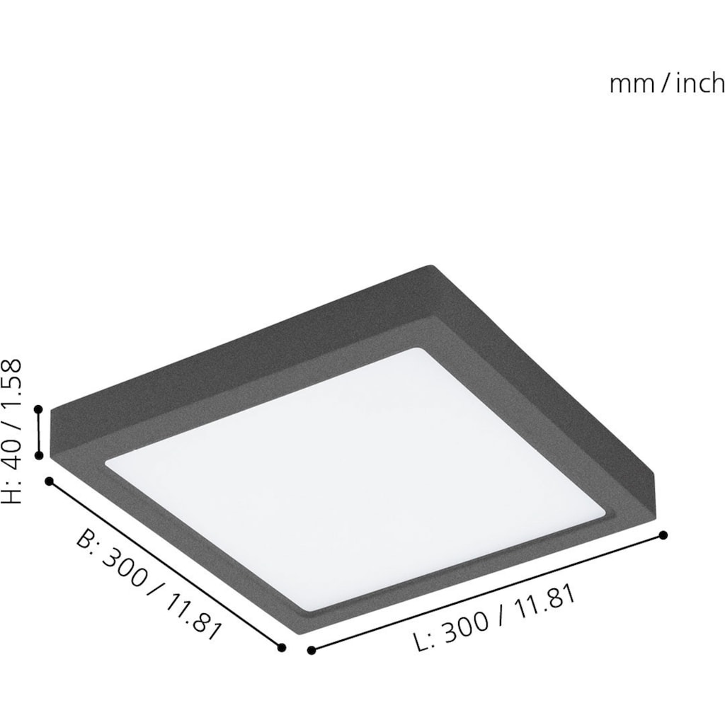 EGLO LED Außen-Deckenleuchte »ARGOLIS«, LED-Board, Warmweiß, L30 x H4 x B30 cm / inkl. 1 x LED-Platine (je 22W, 2600lm, 3000K) / Hochwertige Deckenlampe - IP44 spritzwassergeschützt - auch für Außenbereich und Badezimmer - sehr flach