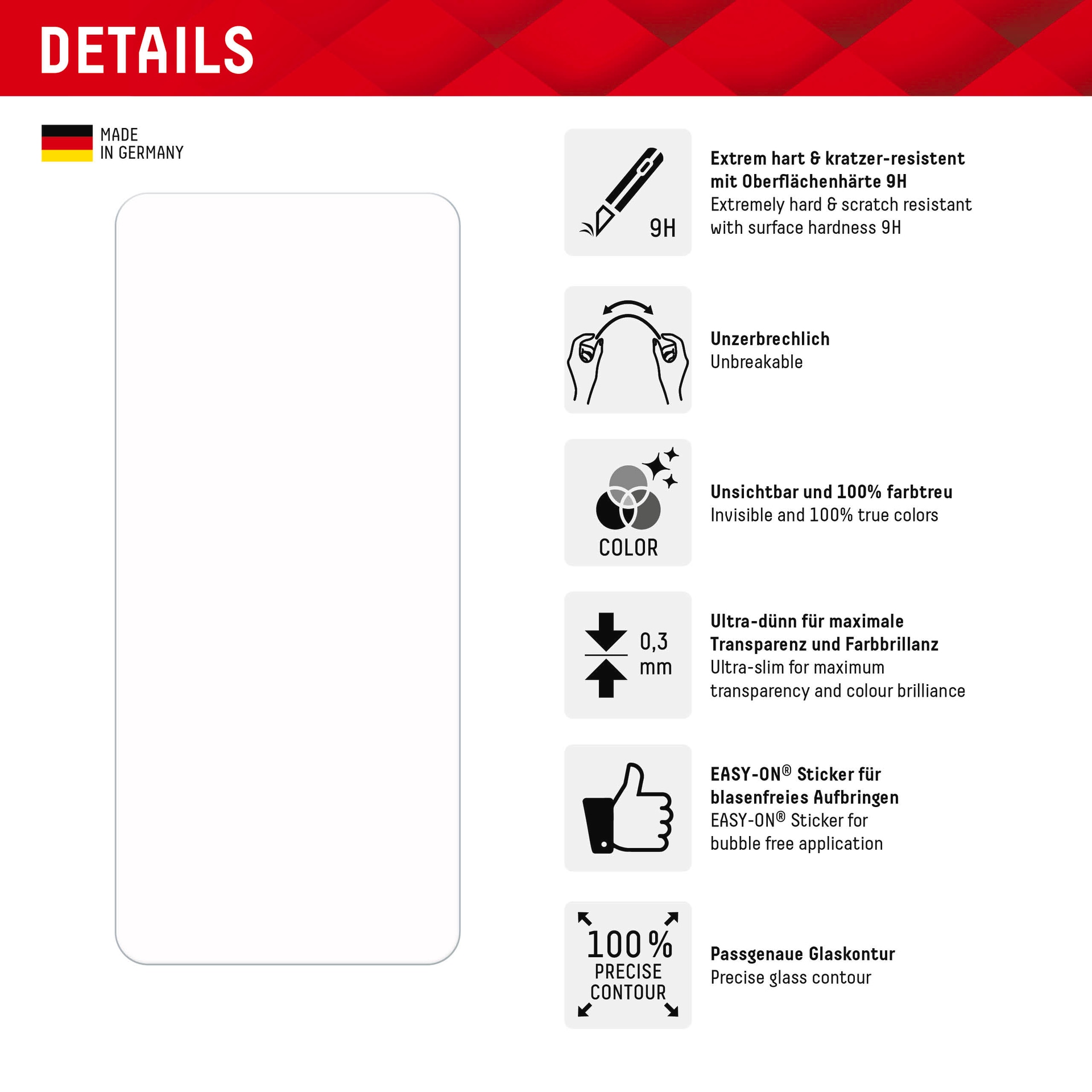 Displex Displayschutzglas »Smart Glass«, für Xiaomi Redmi 12 (5G), Displayschutzfolie Displayschutz kratzer-resistent 9H unzerbrechlich