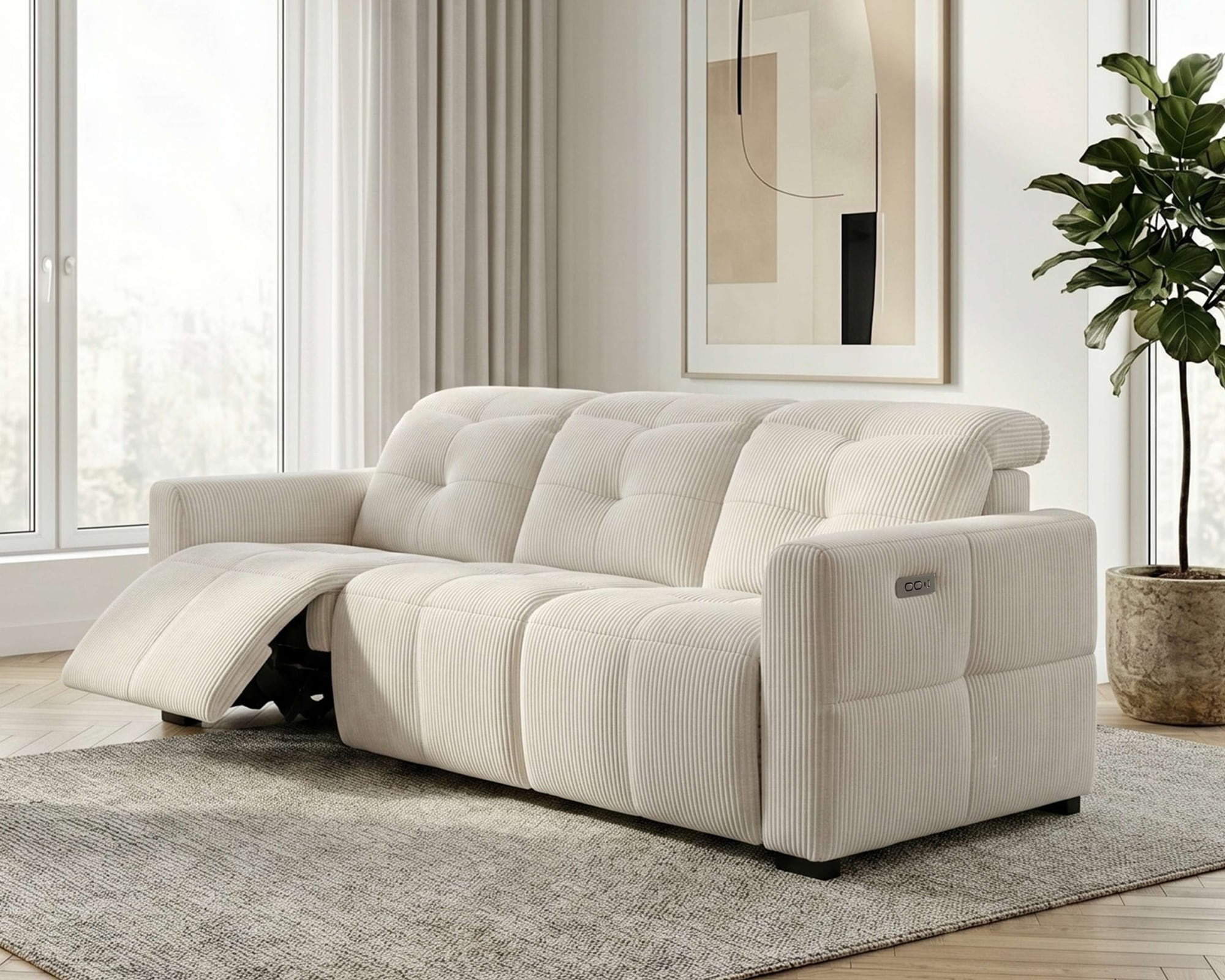 OTTO home "CAARLA Cord, Sofa, 224 cm, man. oder elektr. Relaxfunktion (USB-A/C)" mit USB-A und USB-C bei elektrischer Ausführung, Kopfteilverstellung