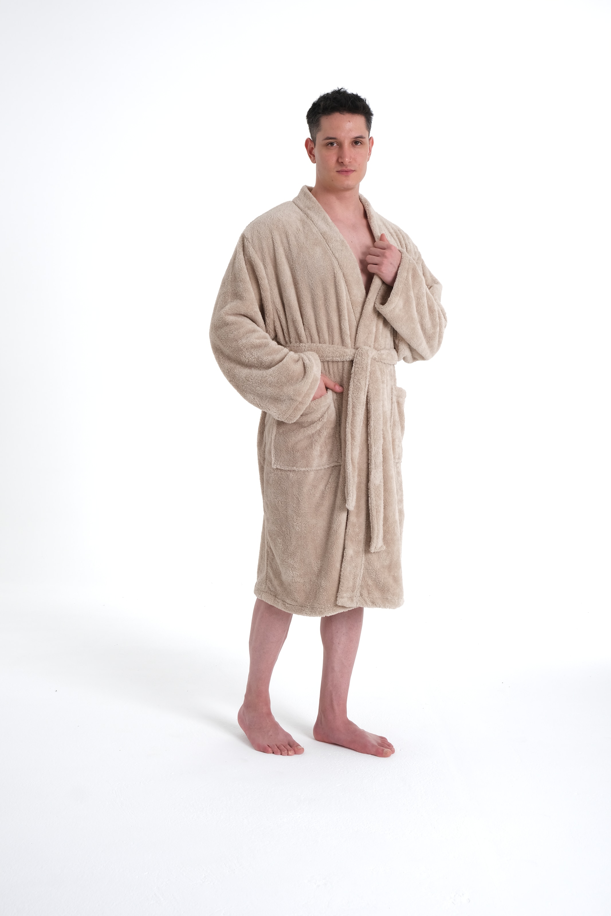 my home Unisex-Bademantel »Lillou Kimono, ideal für Sauna & Spa, Hotelbademantel, Morgenmantel«, (1 St.), kuschelig weicher Fleece, für Damen und Herren, XS-3XL