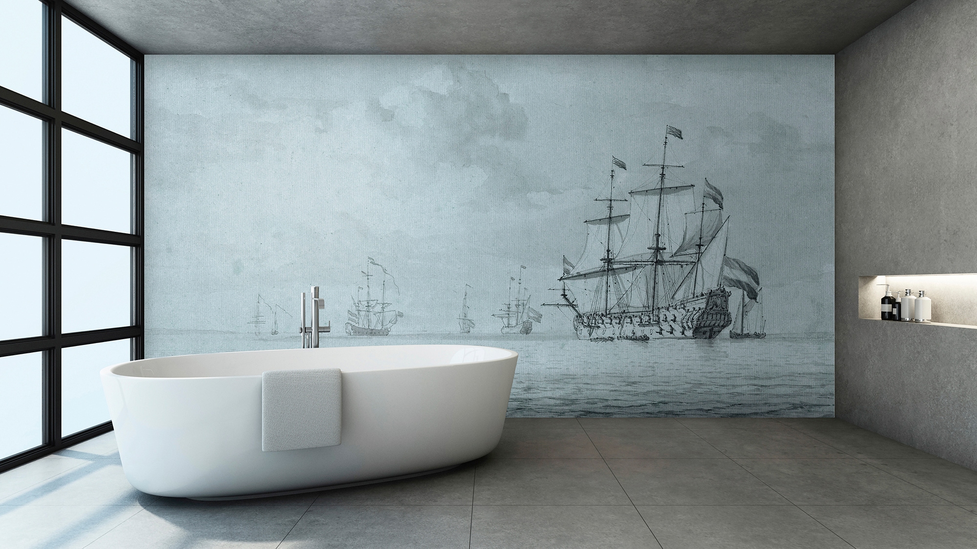 living walls Fototapete »Walls by Patel On The Sea«, Fototapete Meer on the sea 5,00 m x 2,70 m 200g Vlies Premium Tapete