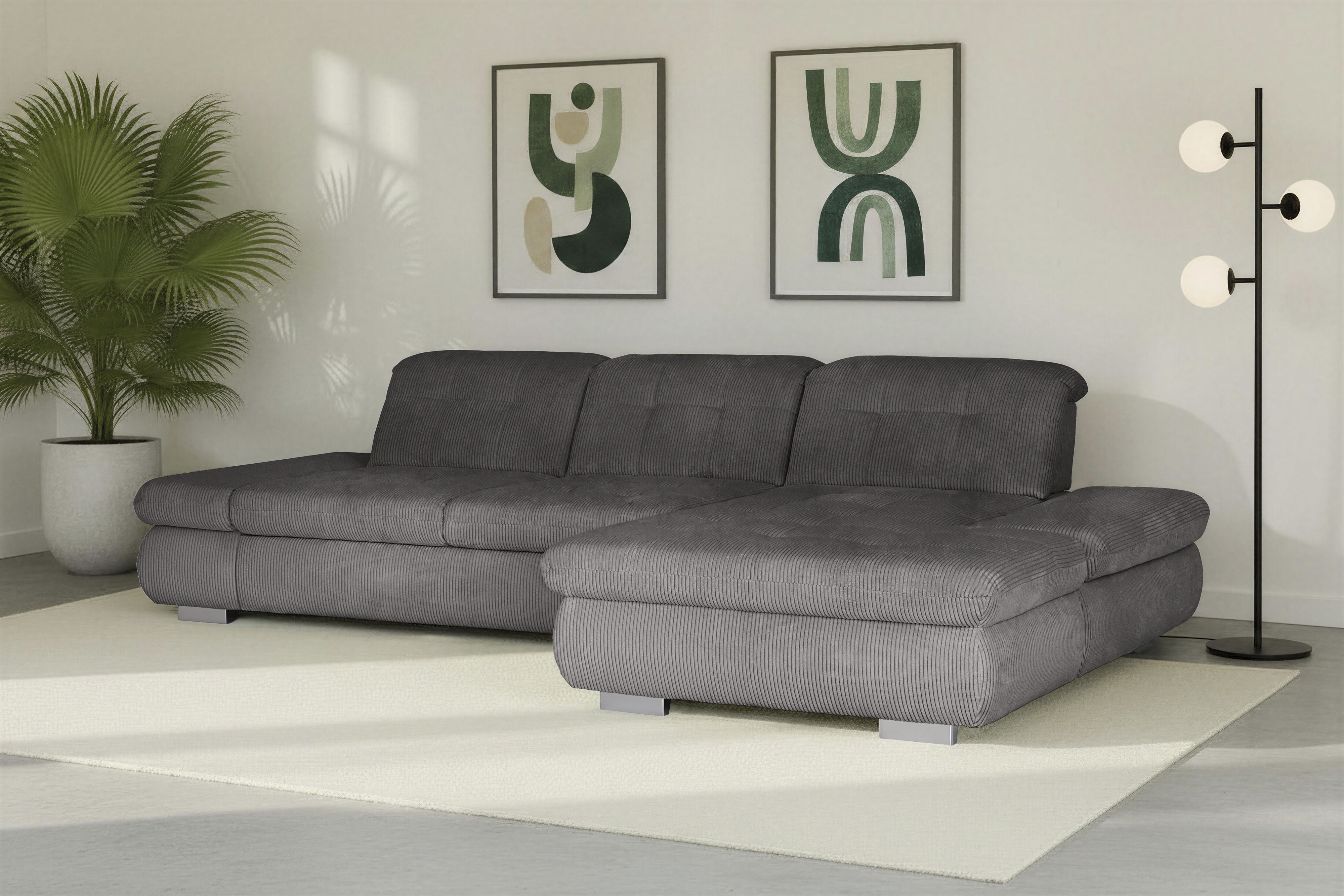 Die PlanBar Ecksofa "MP-IN17004 L-Form, Breite 331 cm, Federkern-Polsterung" inkl. Sitztiefenverstellung, wahlweise weitere Funktionen