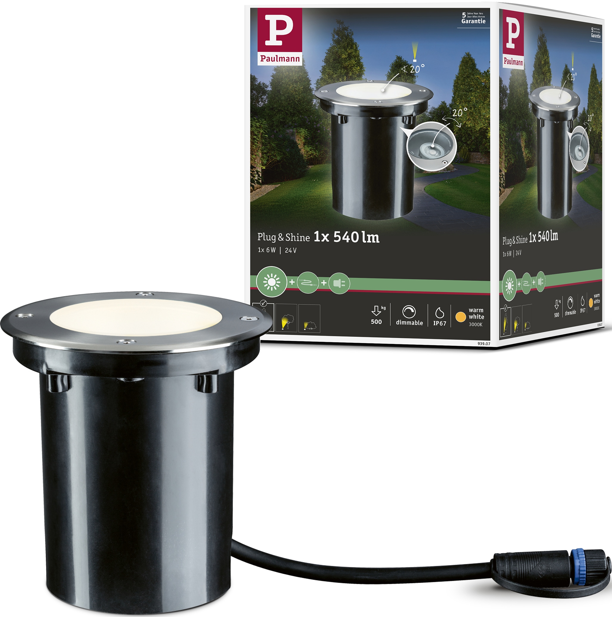 Paulmann LED Einbauleuchte "Plug & Shine", 1 flammig, IP67 3000K 24Vschwenkbar